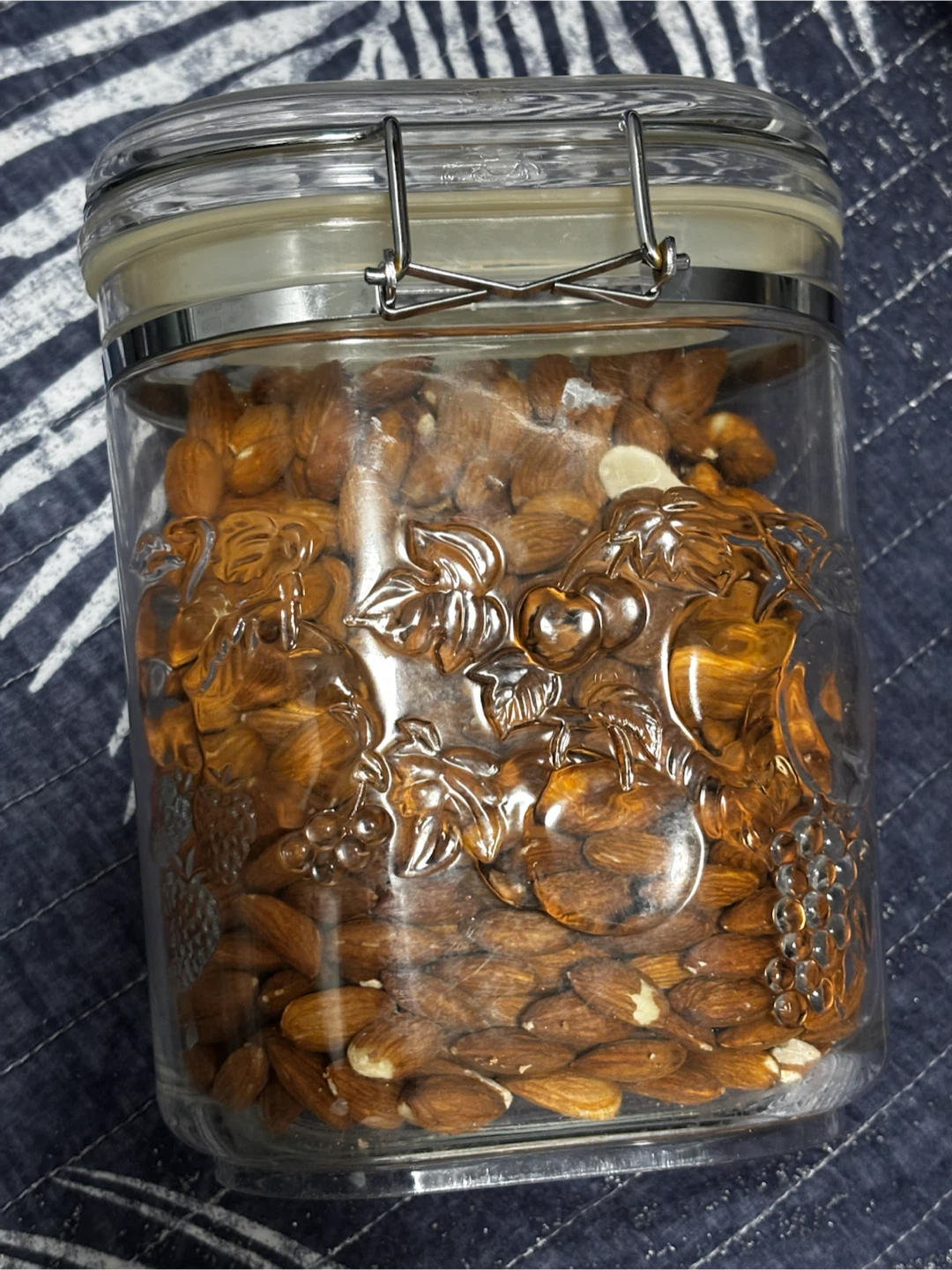 Glass Jar with Clip-Top Lid - Embossed Fruit Design - photo 2