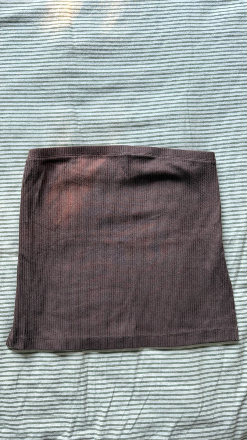 Brown Ribbed Tube Top