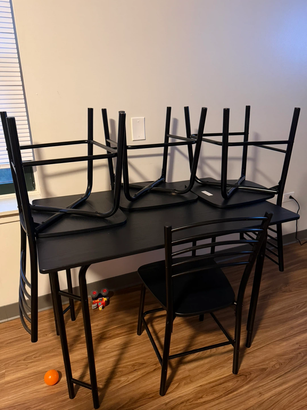 Black Dining Set with 4 Chairs