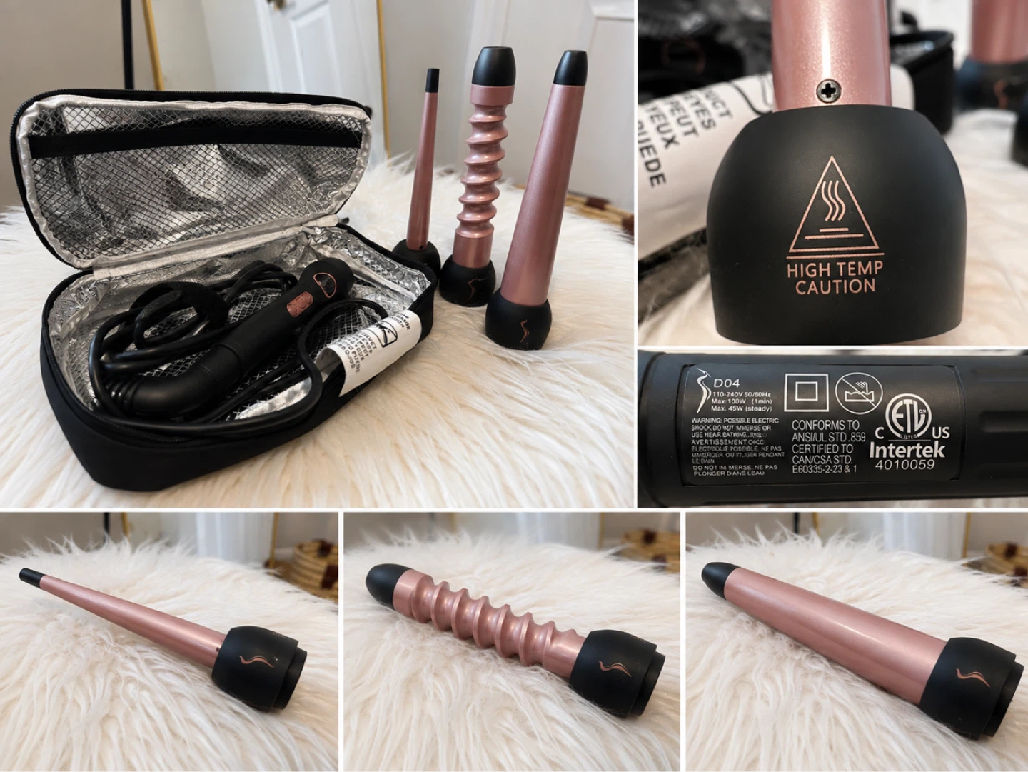 Rose Gold Curling Wand Set with Travel Case