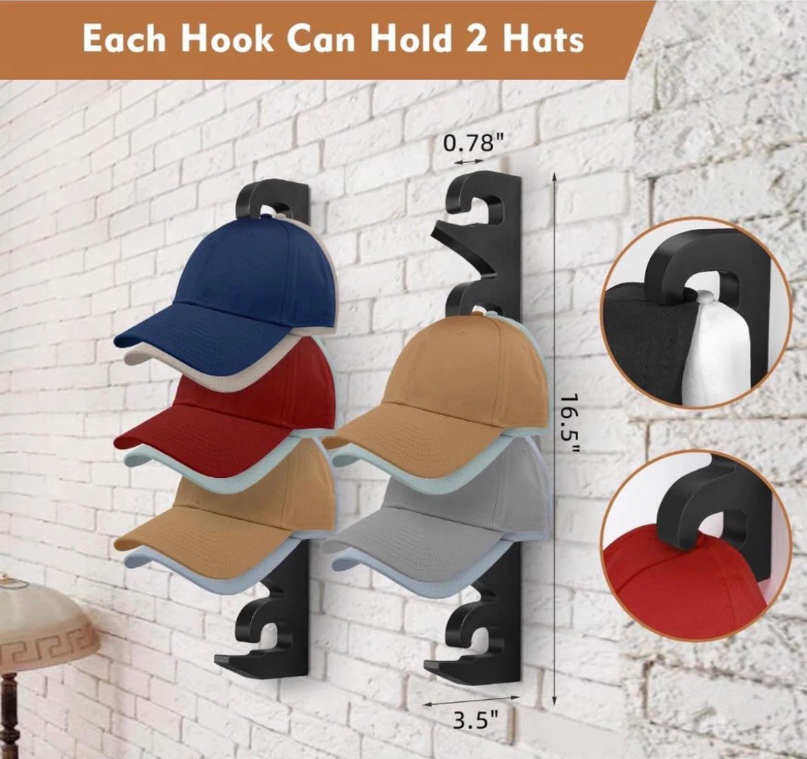 Hat Rack Organizer for Baseball Caps - Wall Mounted - photo 3