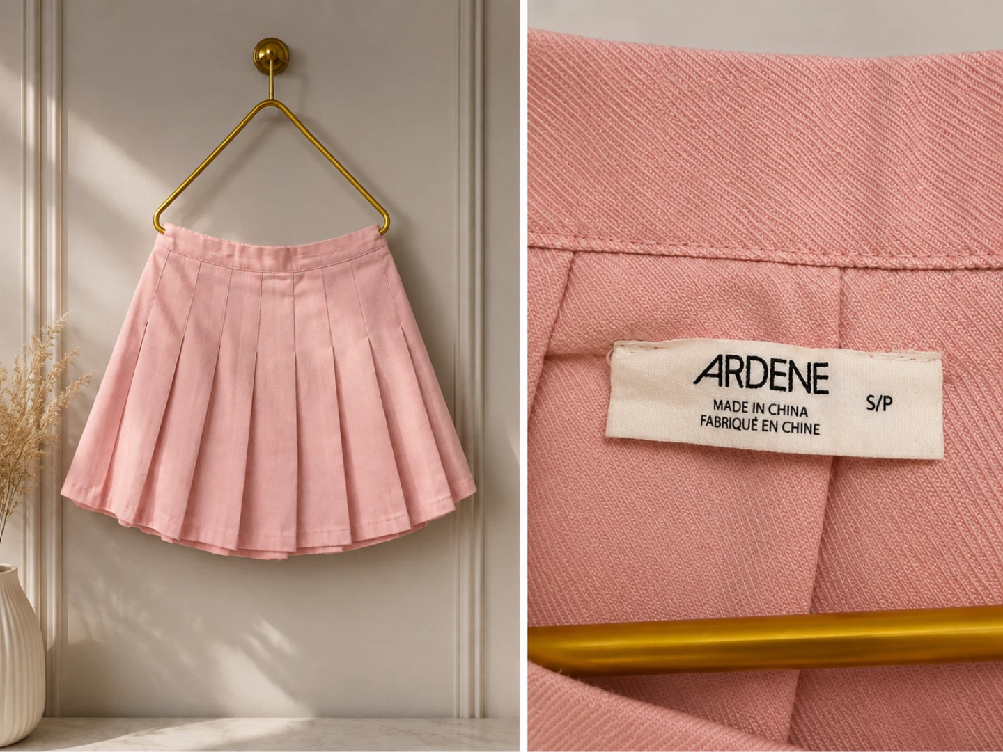 Ardene Pink Pleated Mini Skirt S/P