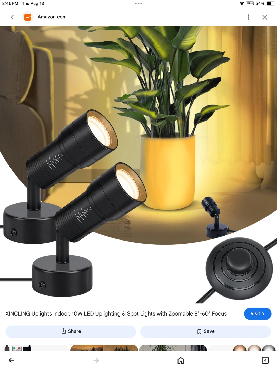 2 Pack 3W Plug in Spotlight Floor Uplighting 3000K LED