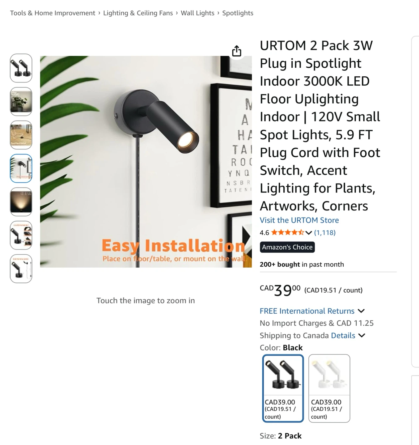 2 Pack 3W Plug in Spotlight Floor Uplighting 3000K LED - photo 5
