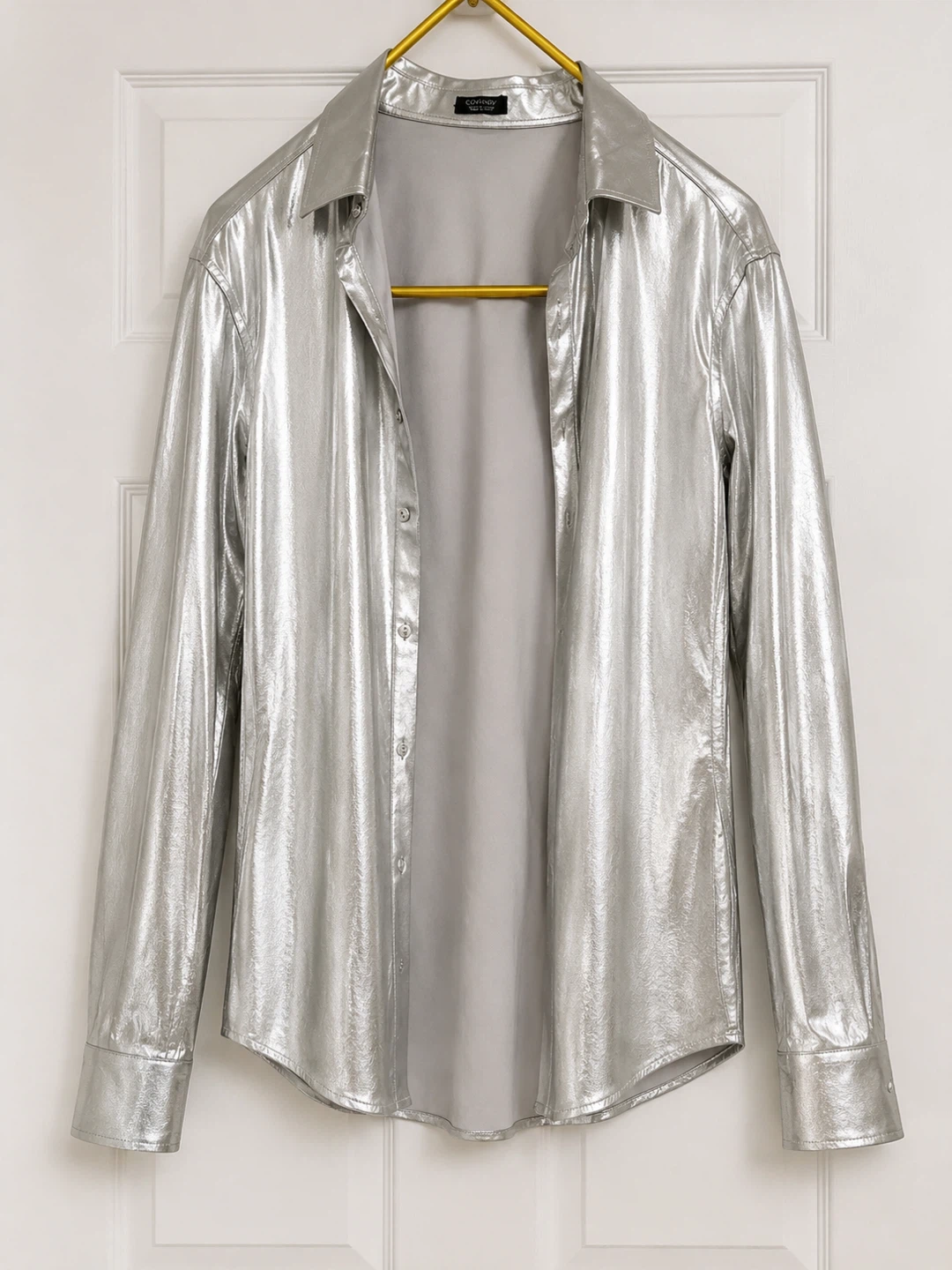 Covandy Silver Metallic Button-Up Shirt