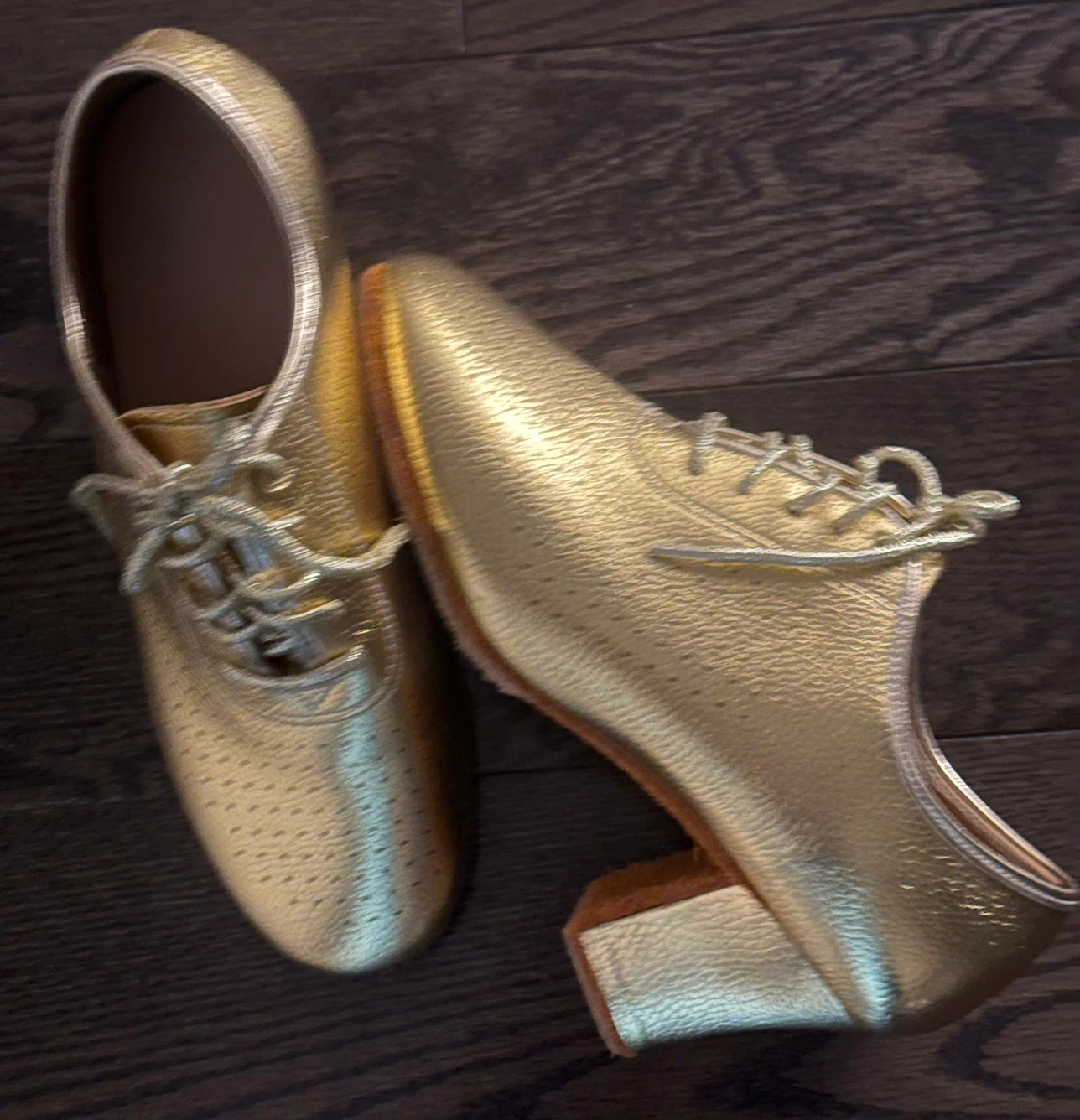 Women's Gold Oxford 2.5” Heels Soft Leather Indoor Dance Shors - photo 2