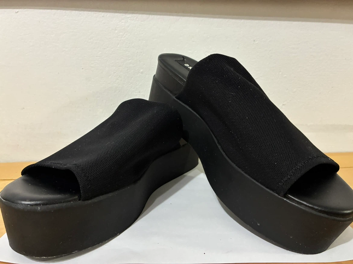 DKNY Black Platform Slide Sandals