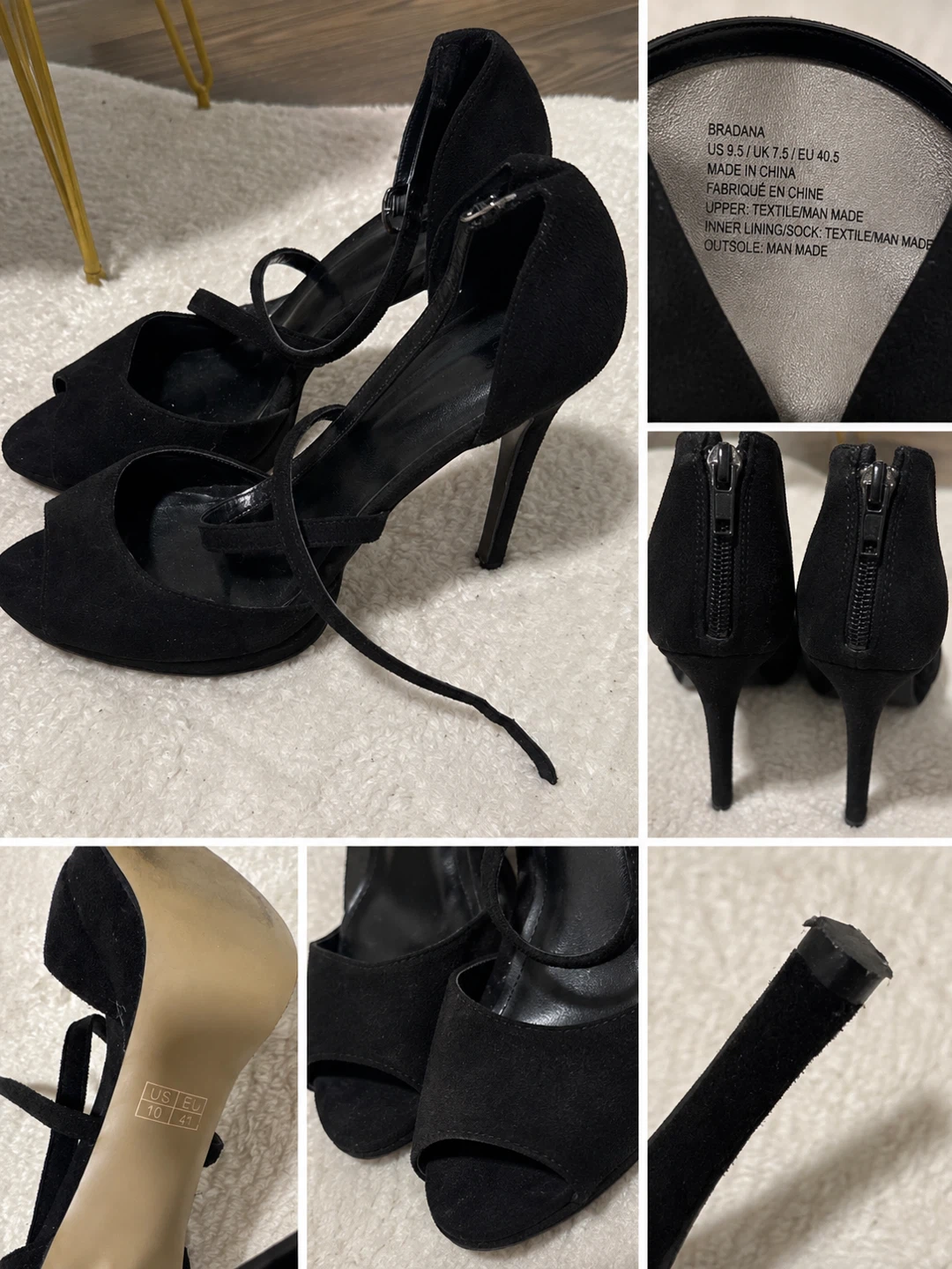 Bradana Black Heeled Sandals US 9.5