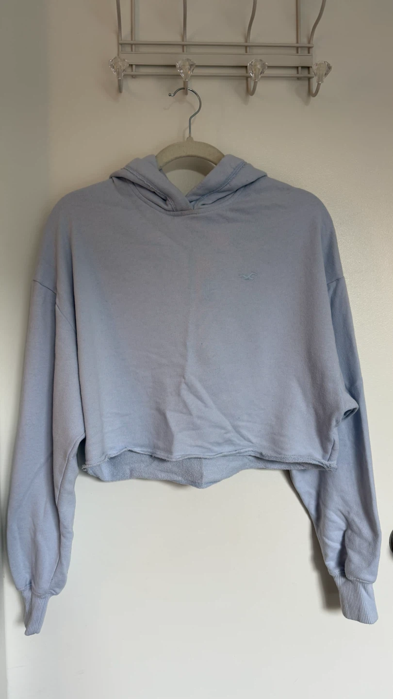 Hollister Cropped Hoodie - Light Blue