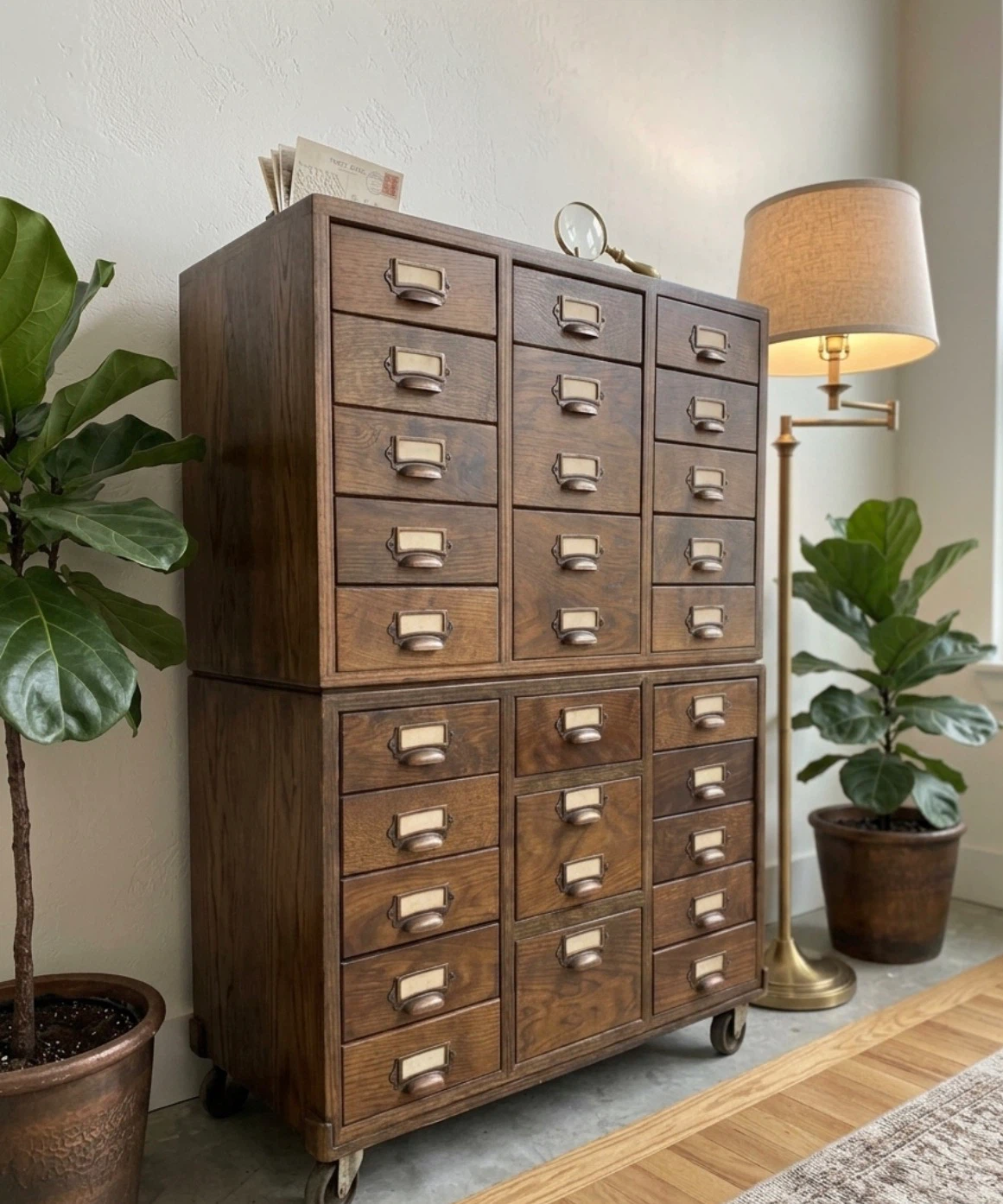 Vintage Wood Card Catalog Cabinet