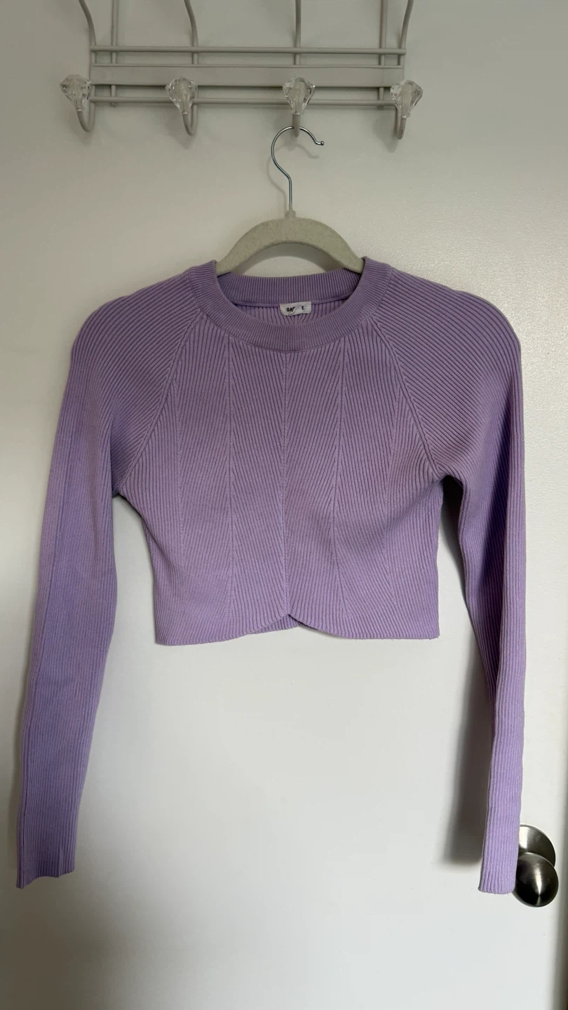 Garage Lavender Ribbed Cropped Sweater