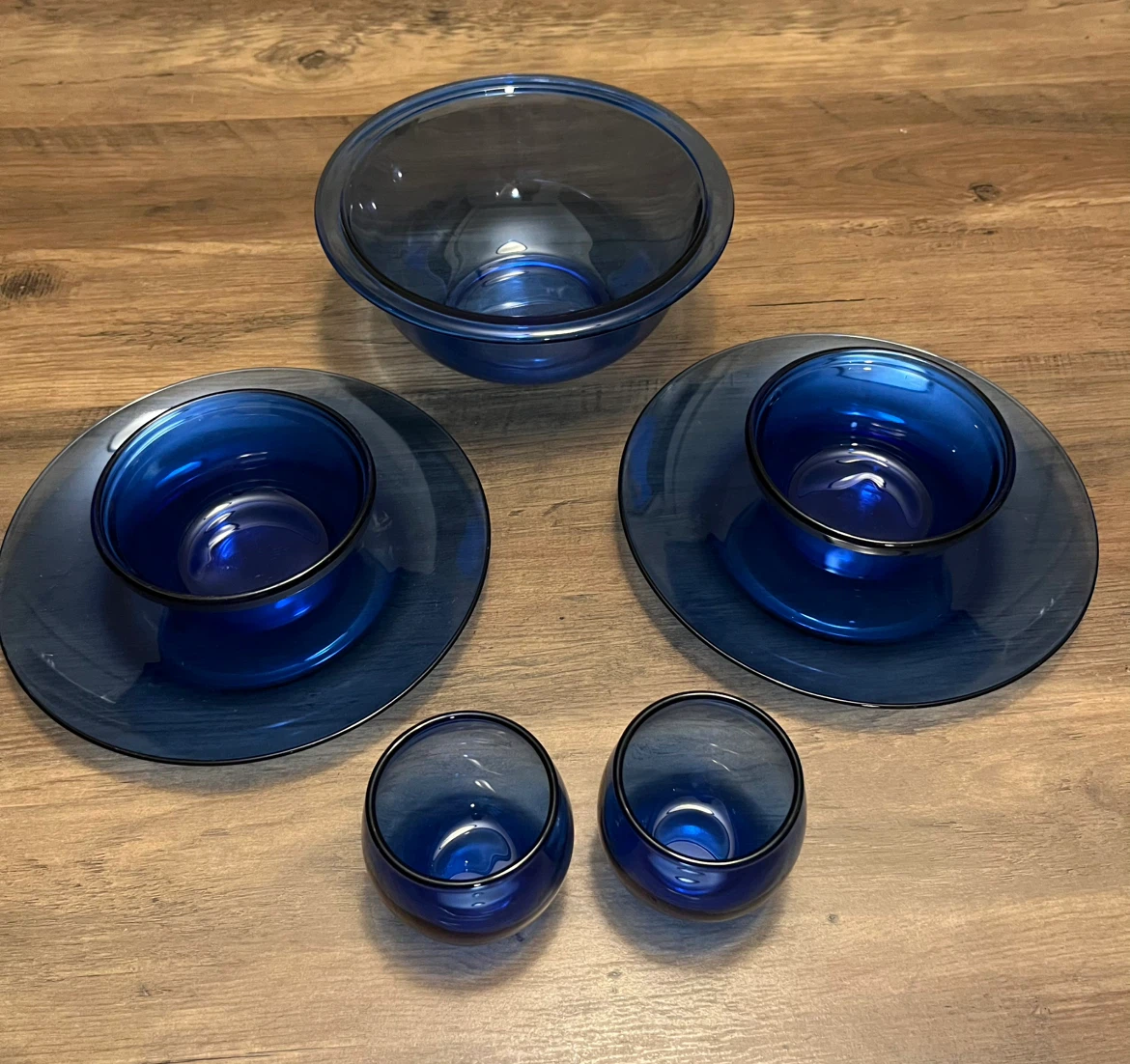 Blue Glass Serving Bowl Set