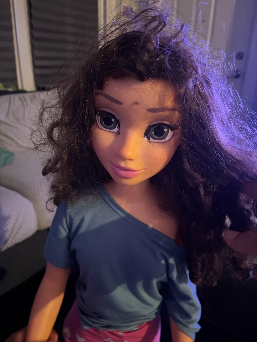 Large Doll with Curly Brown Hair
