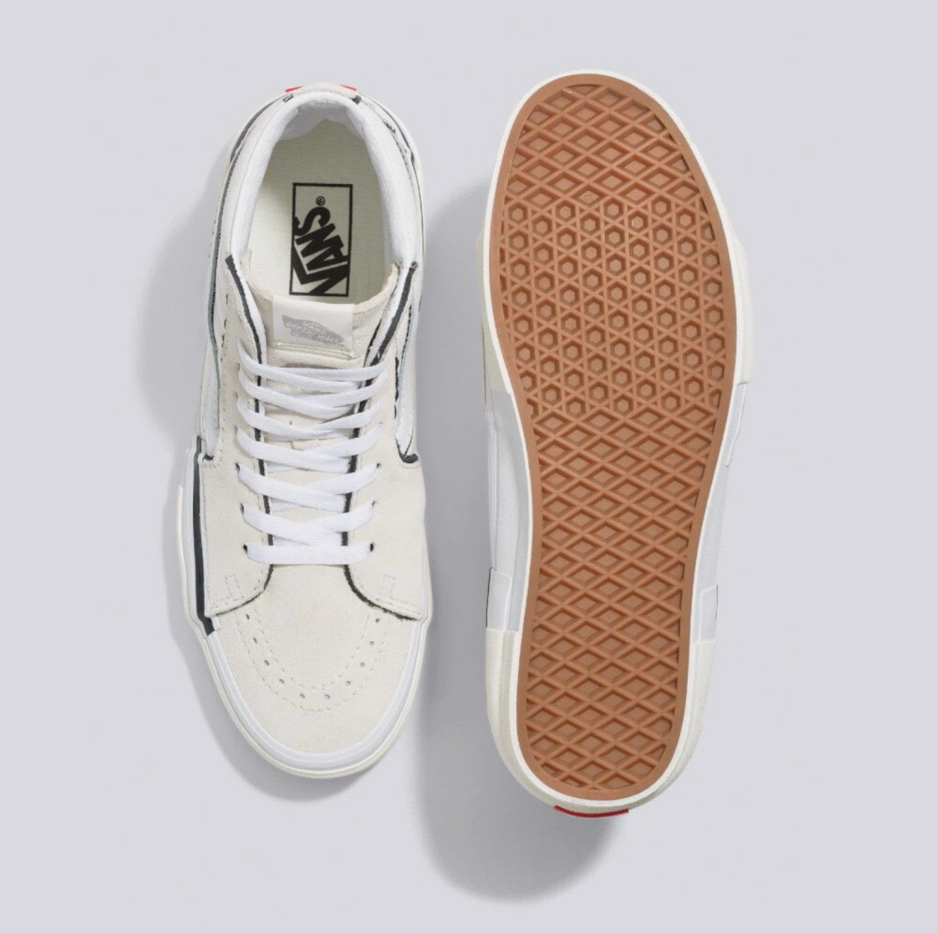 NEW MENS VANS SK8 HI RECONSTRUCT SHOES SIZE 10 MARSHMALLOW WHITE - photo 2
