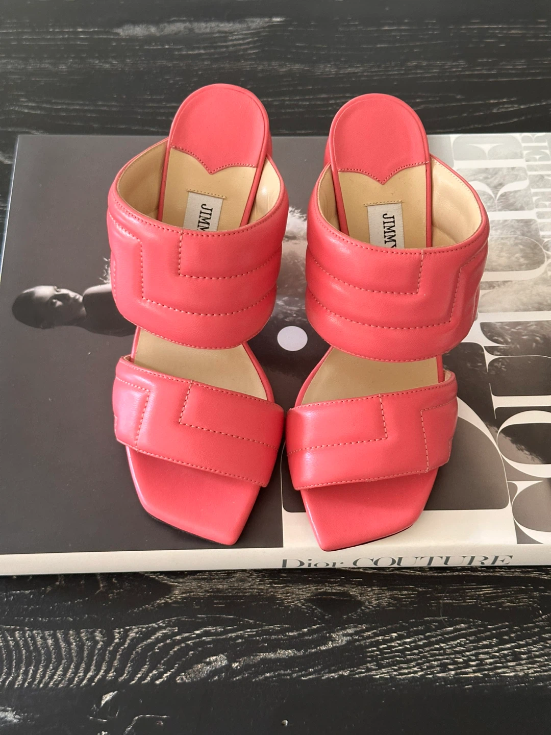 Jimmy Choo Pink Quilted Leather Mules Heels - photo 2