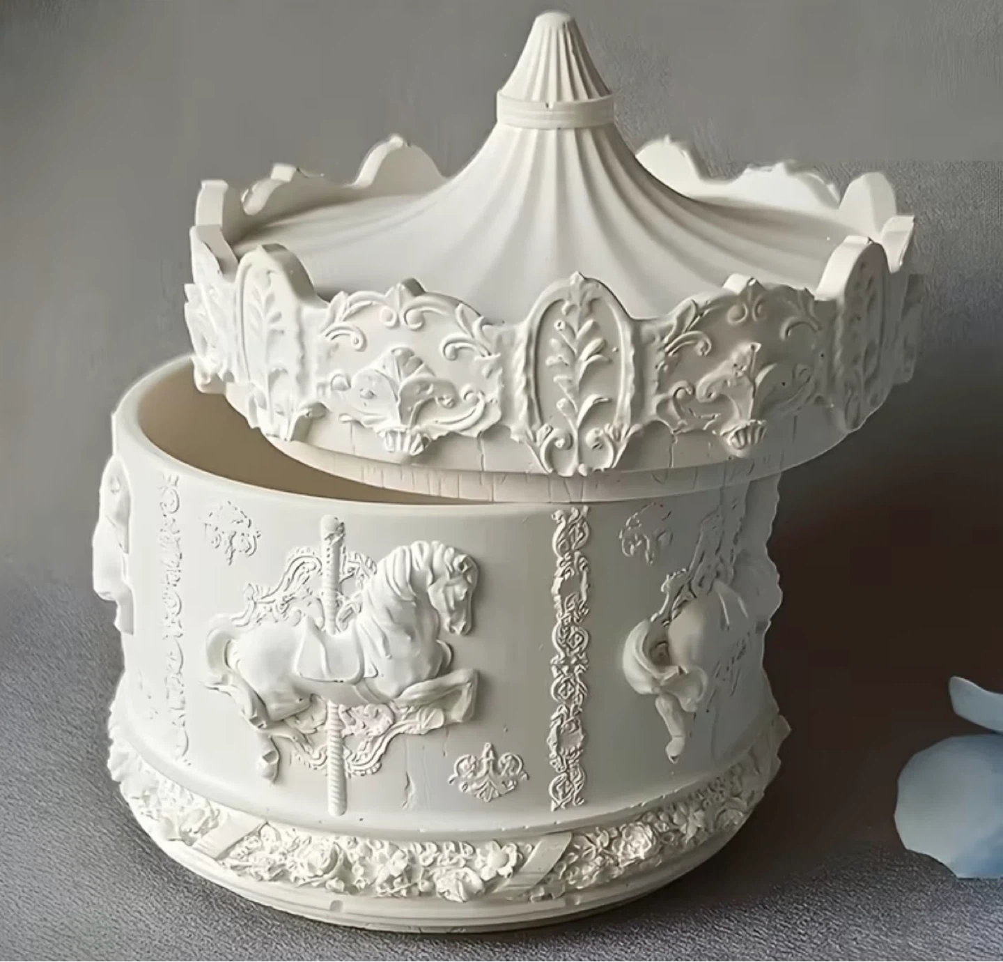 White Carousel Storage Box
