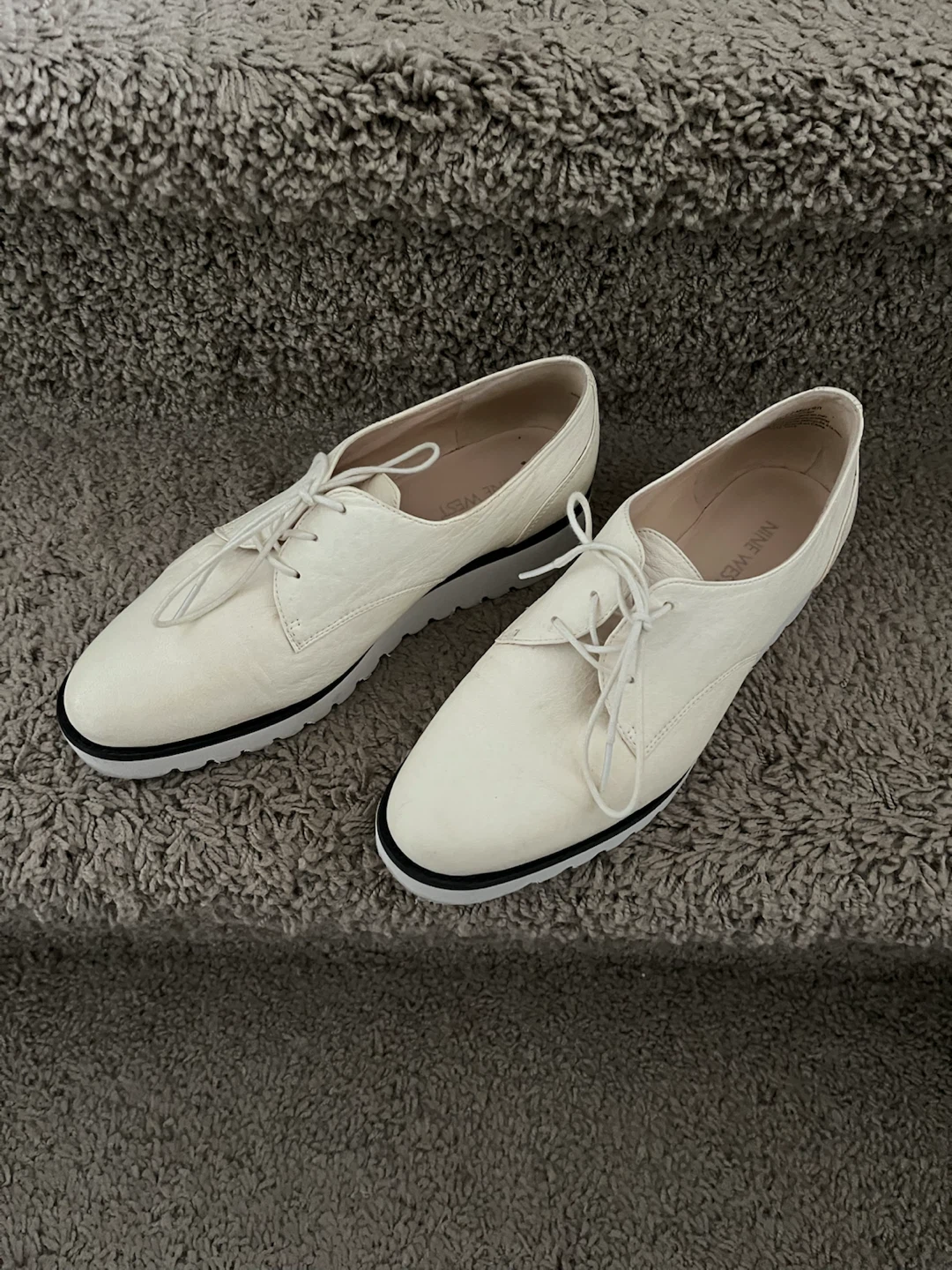Nine West Cream Lace-Up Wedge Shoes