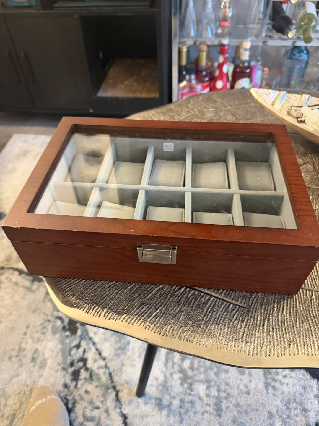 Wooden Watch Box with Glass Top
