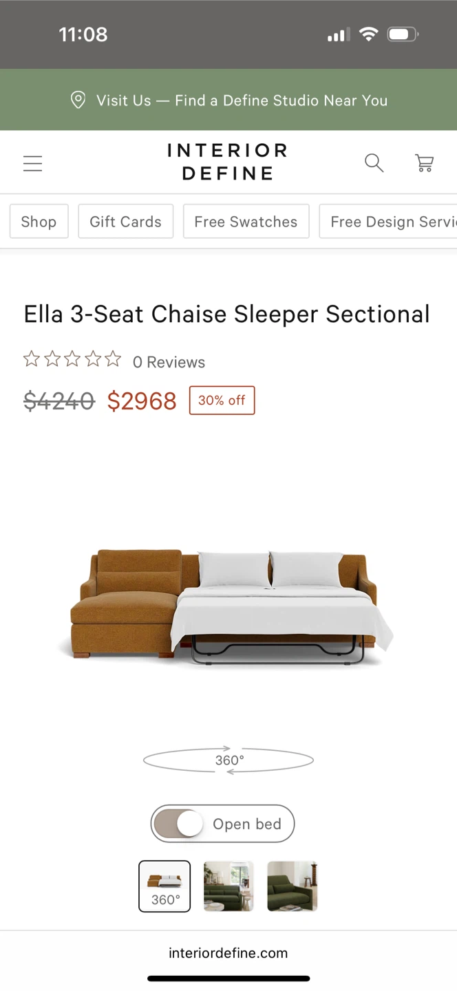 Interior Define Ella Chaise Sleeper Sectional Sofa, HALF SALE - photo 4