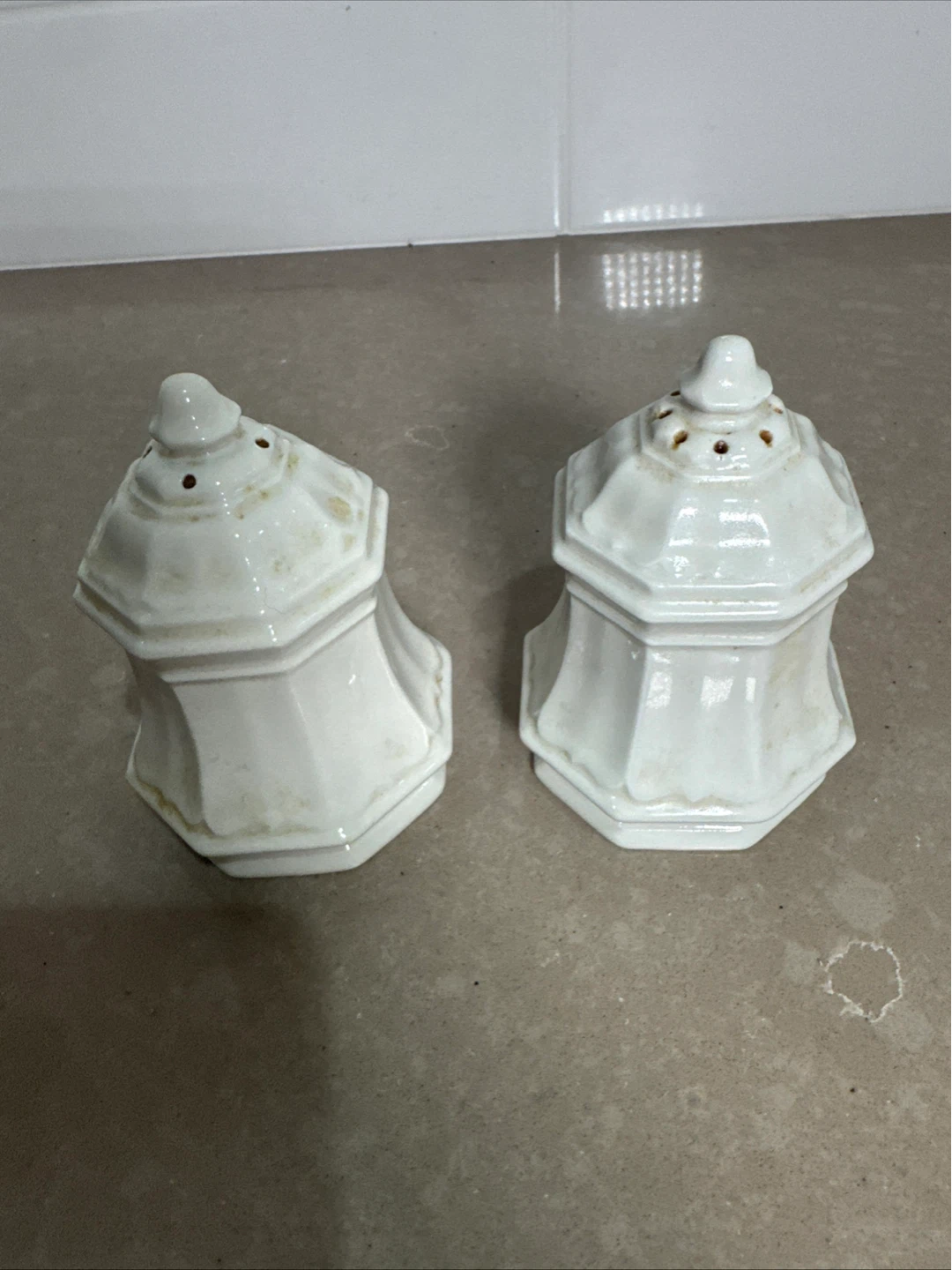 White Ceramic Salt and Pepper Shakers