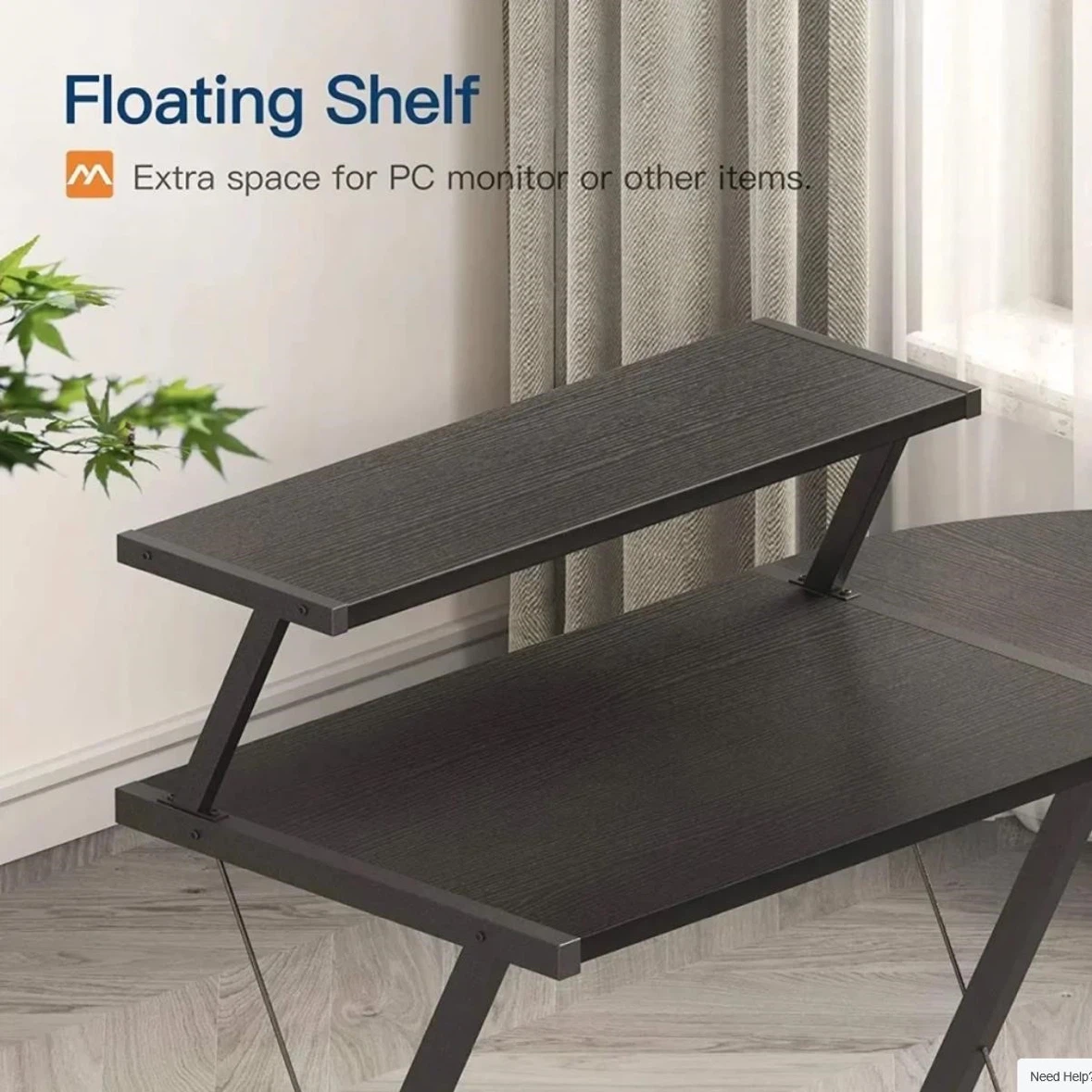 Black L-Shaped Gaming Desk with Monitor Shelf （BNIB） - photo 2