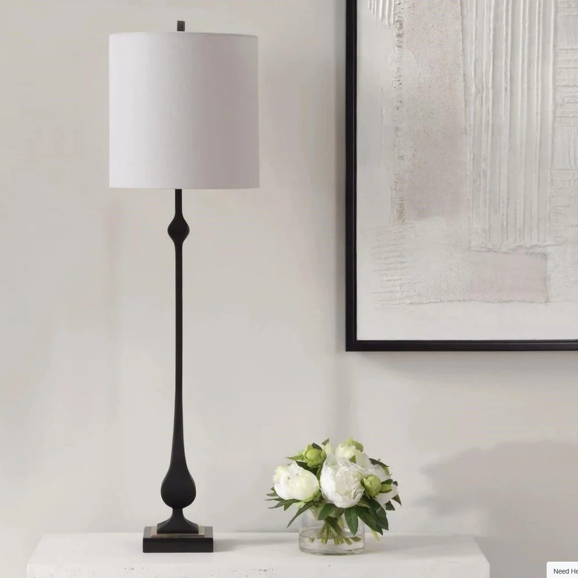 Black Floor Lamp with White Shade