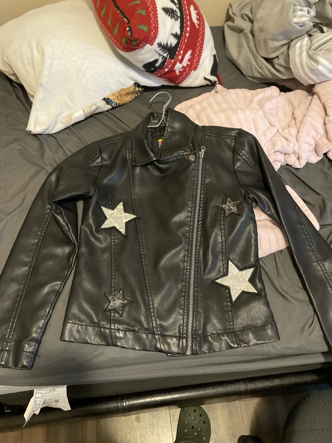 Mini Pop Kids Faux Leather Jacket with Stars