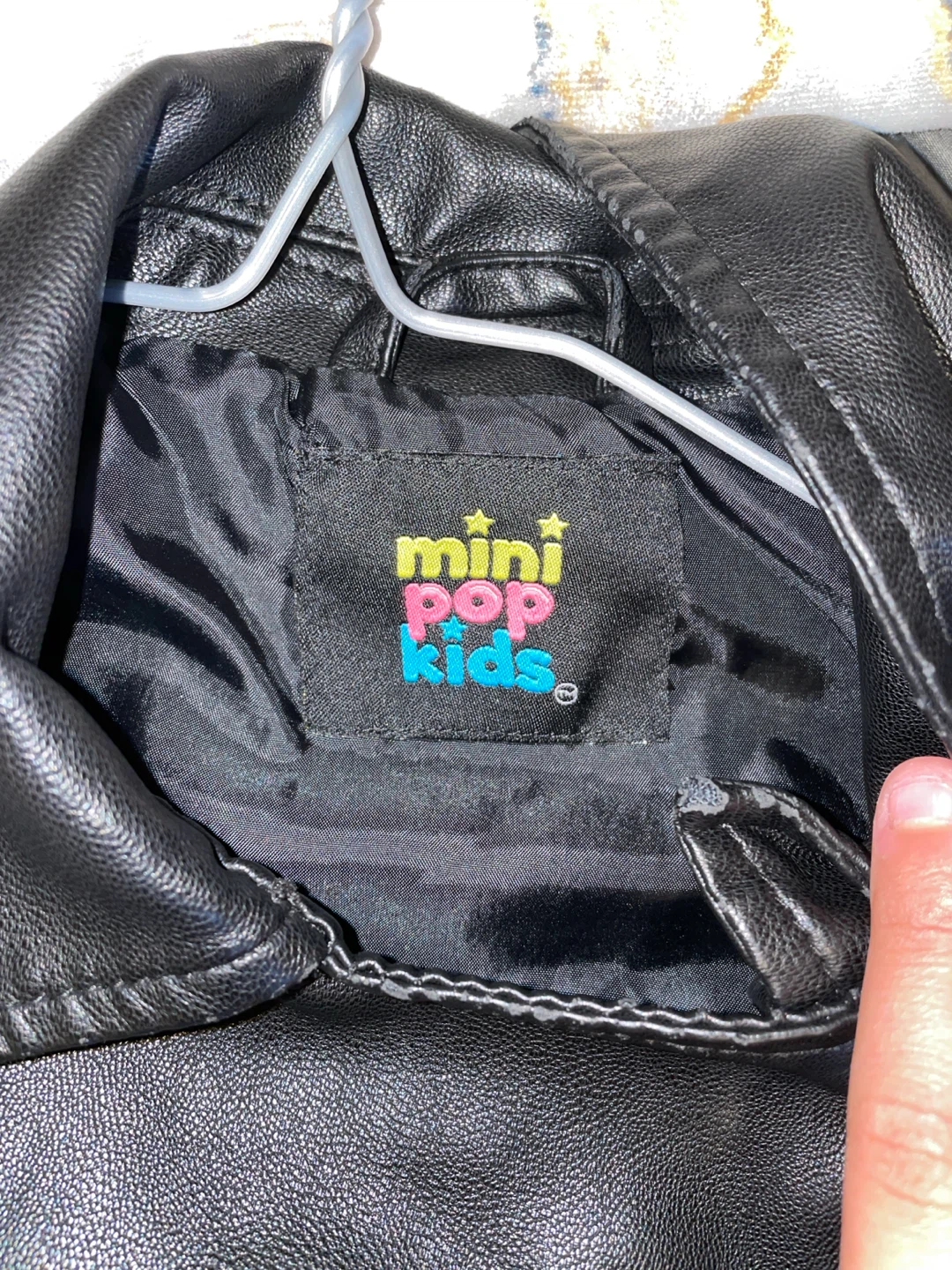 Mini Pop Kids Faux Leather Jacket with Stars - photo 2