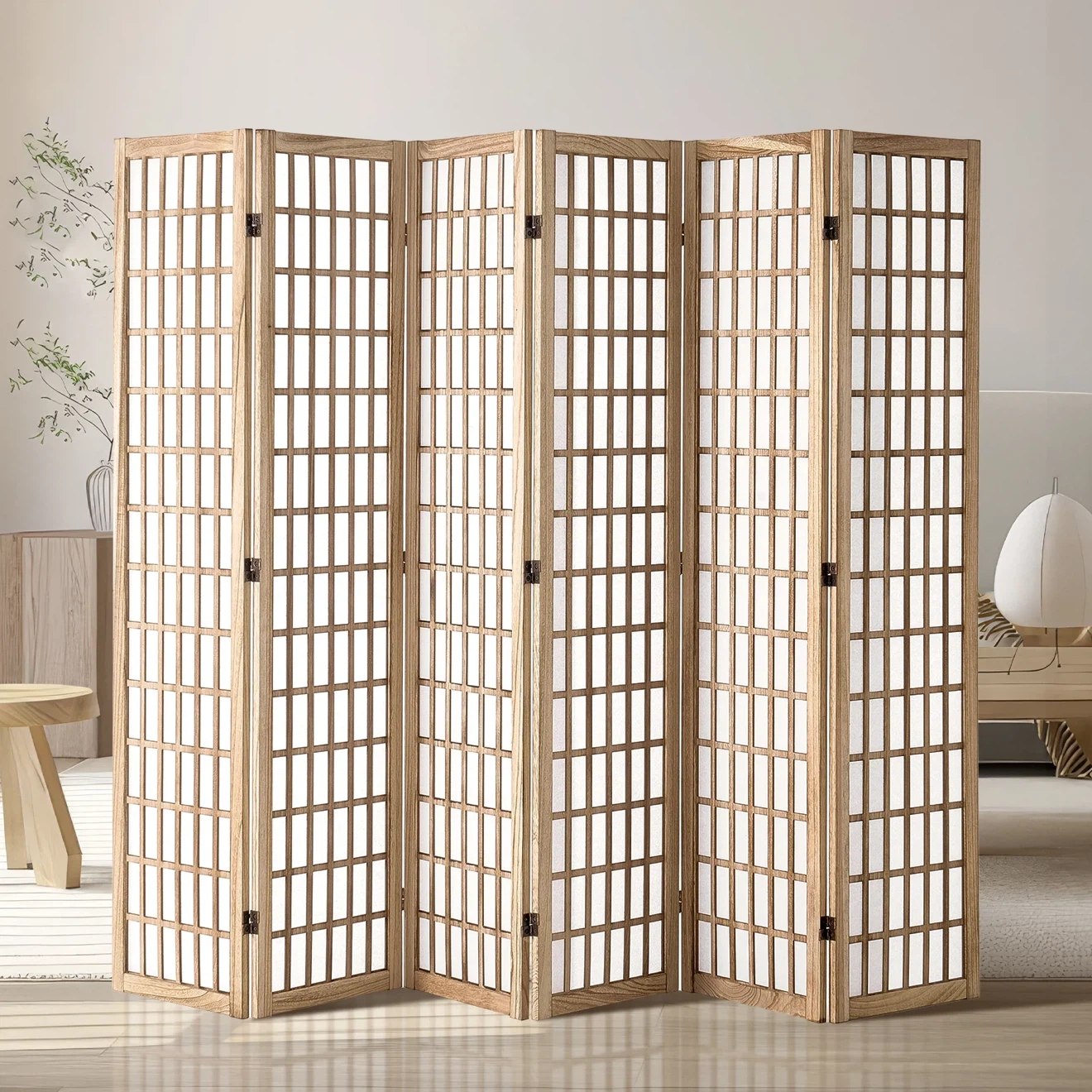 2 Japanese Wall Divider 6 Panel Screen for Room Separation