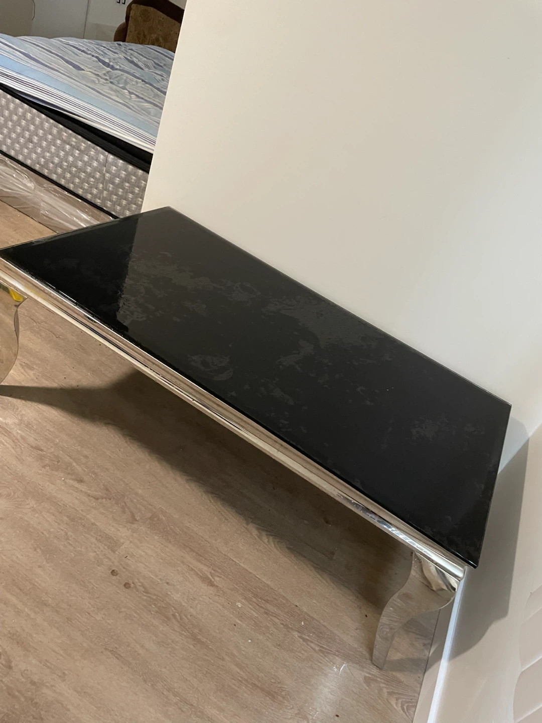 Glass Top Coffee Table with Silver Legs