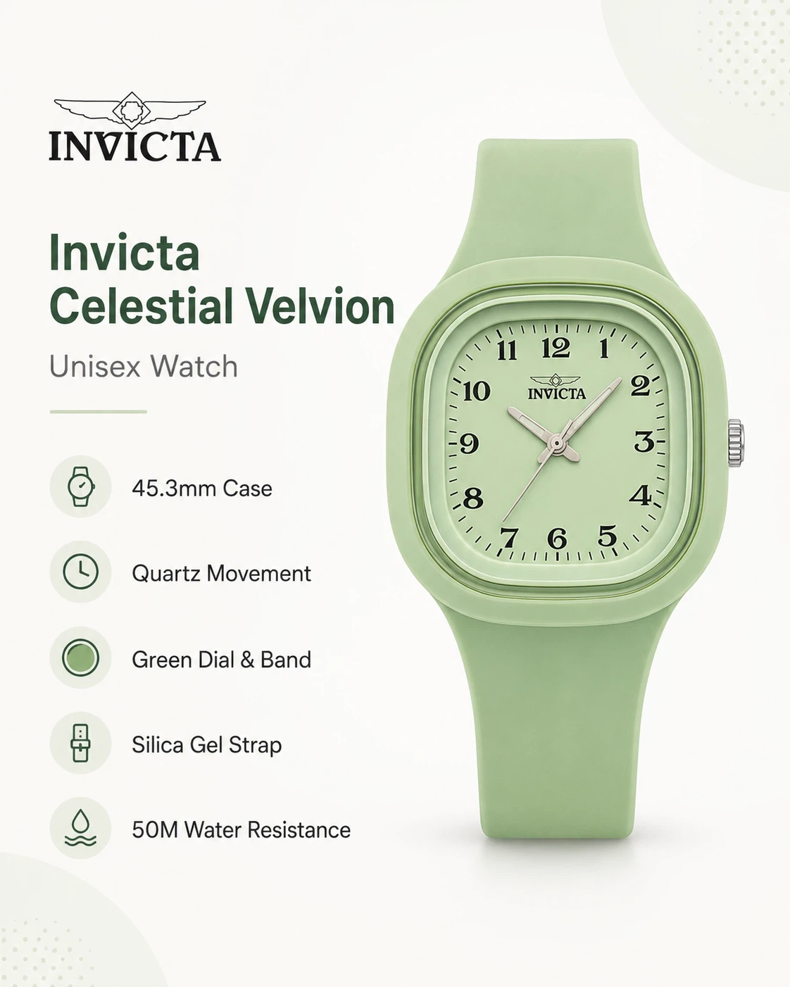 Invicta Celestial Velvion 45.3mm Sage Green Unisex Watch - photo 2