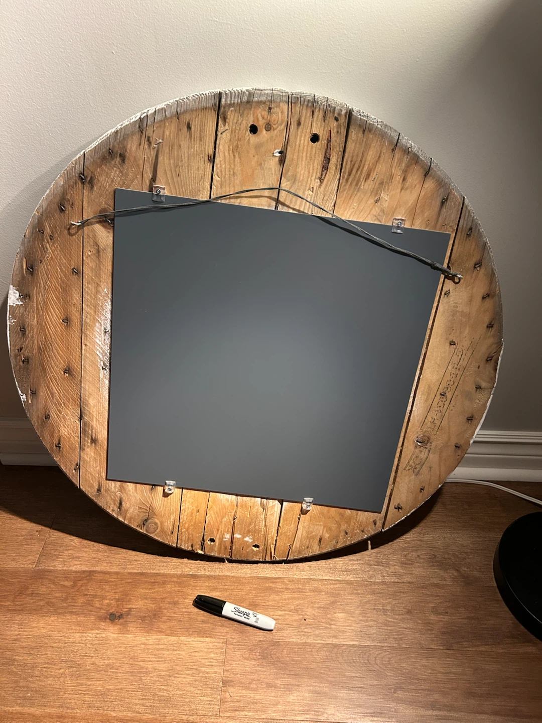 Round Wood Cable Spool Mirror - photo 3