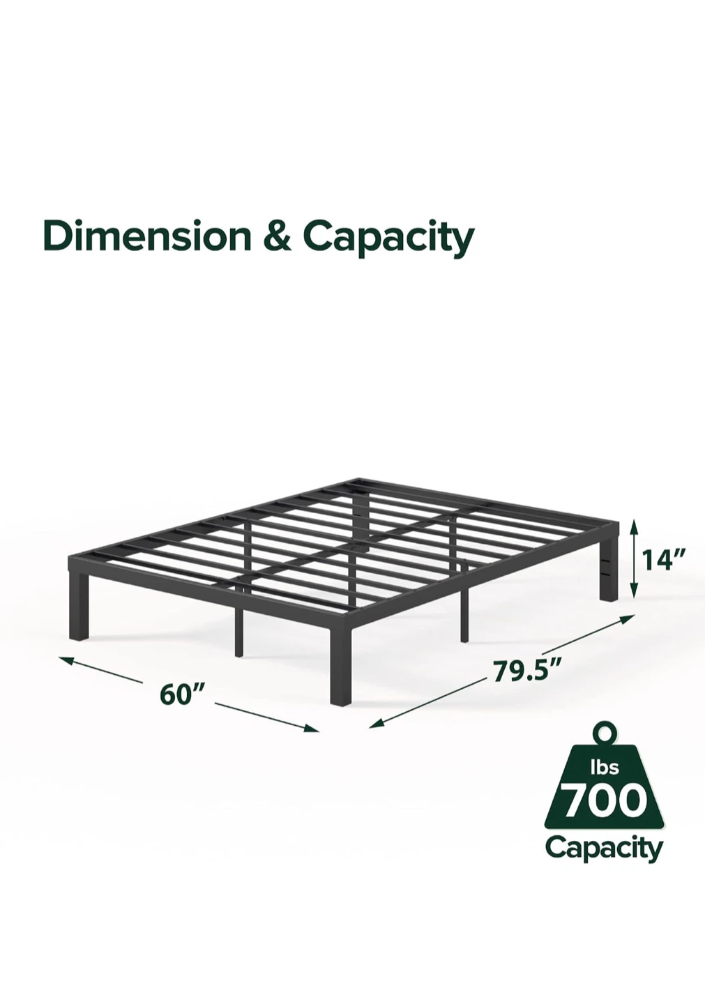 Metal Bed Frame Platform - Queen Size