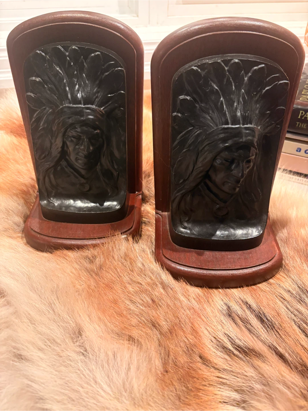 Vintage Native American Chief Head Bookends - photo 2