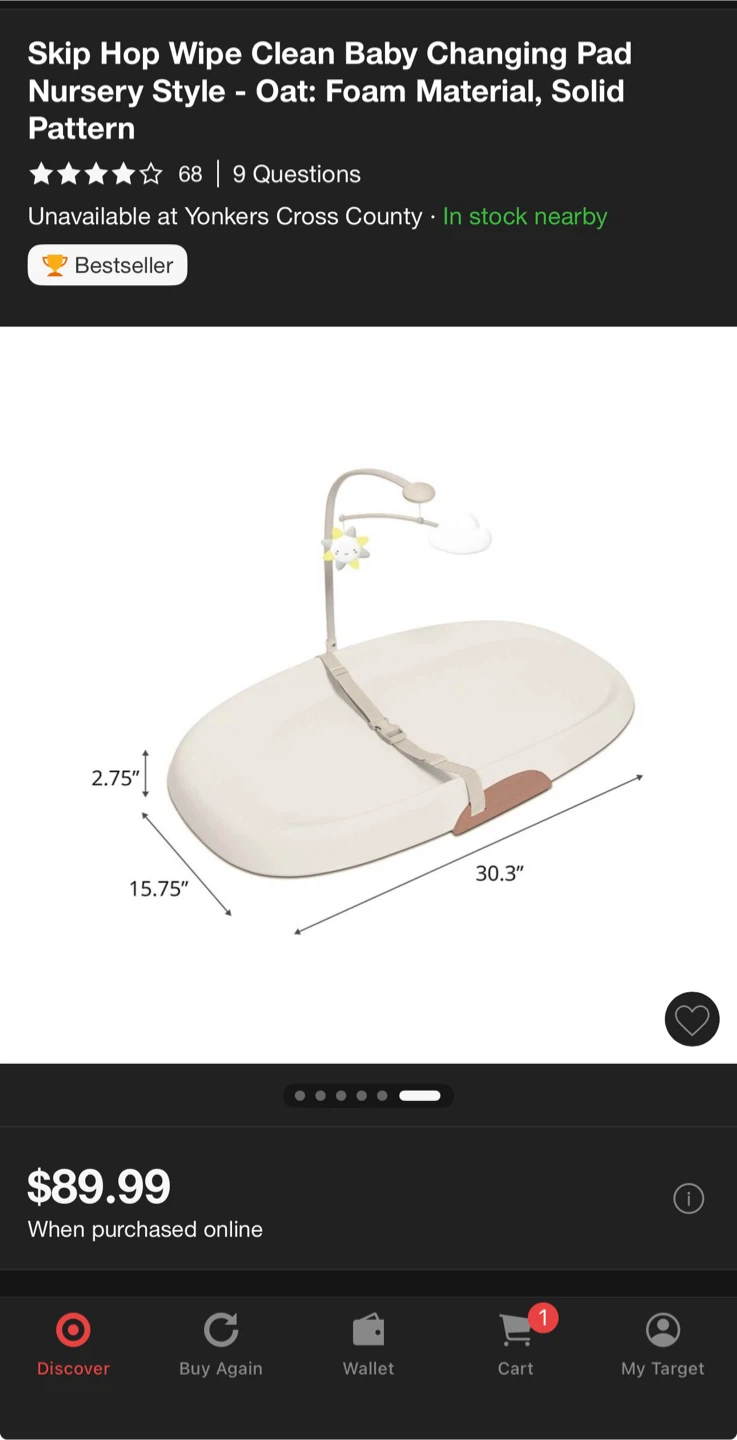 Skip Hop Wipe Clean Baby Changing Pad