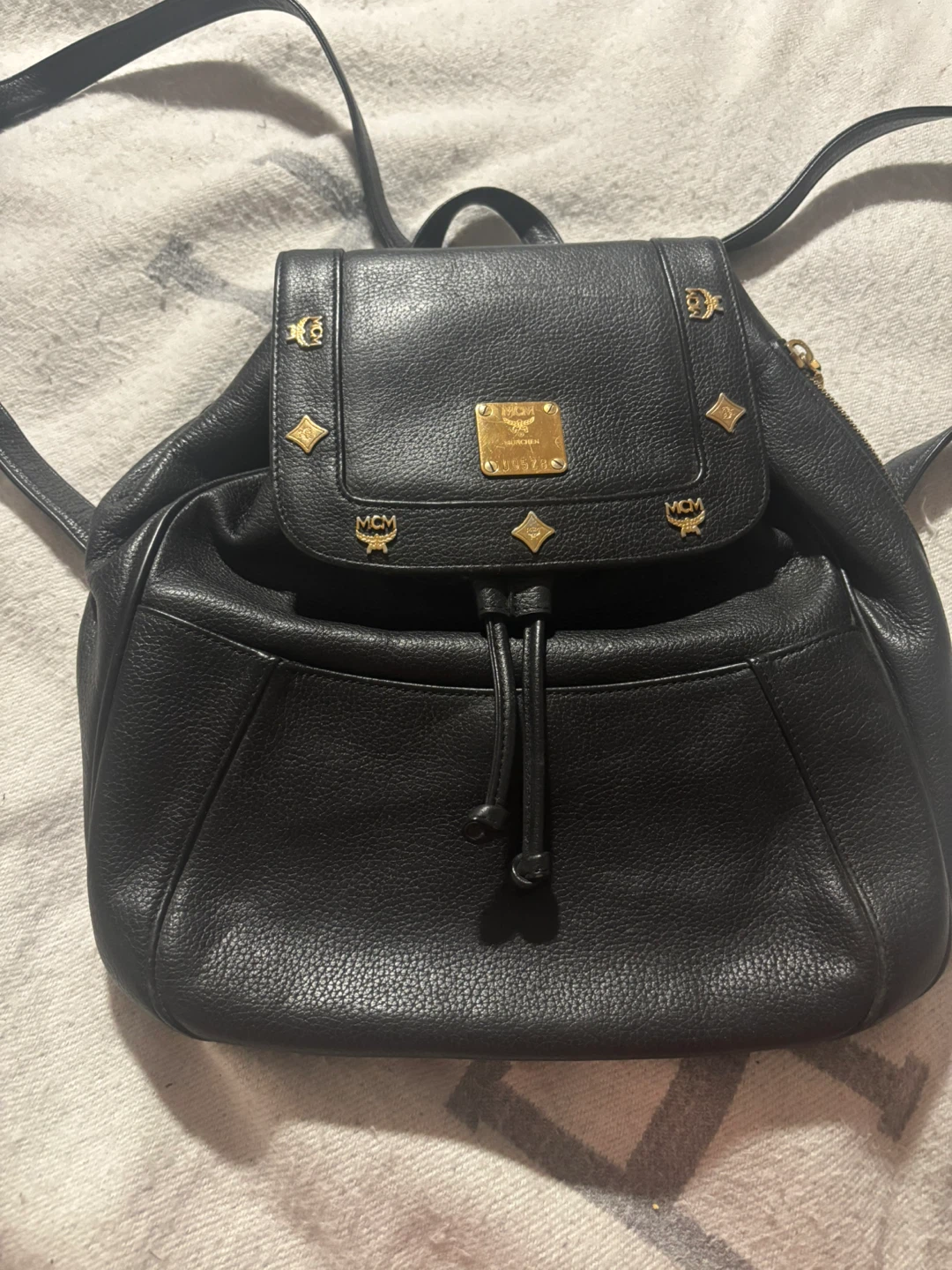 MCM Black Leather Mini Backpack