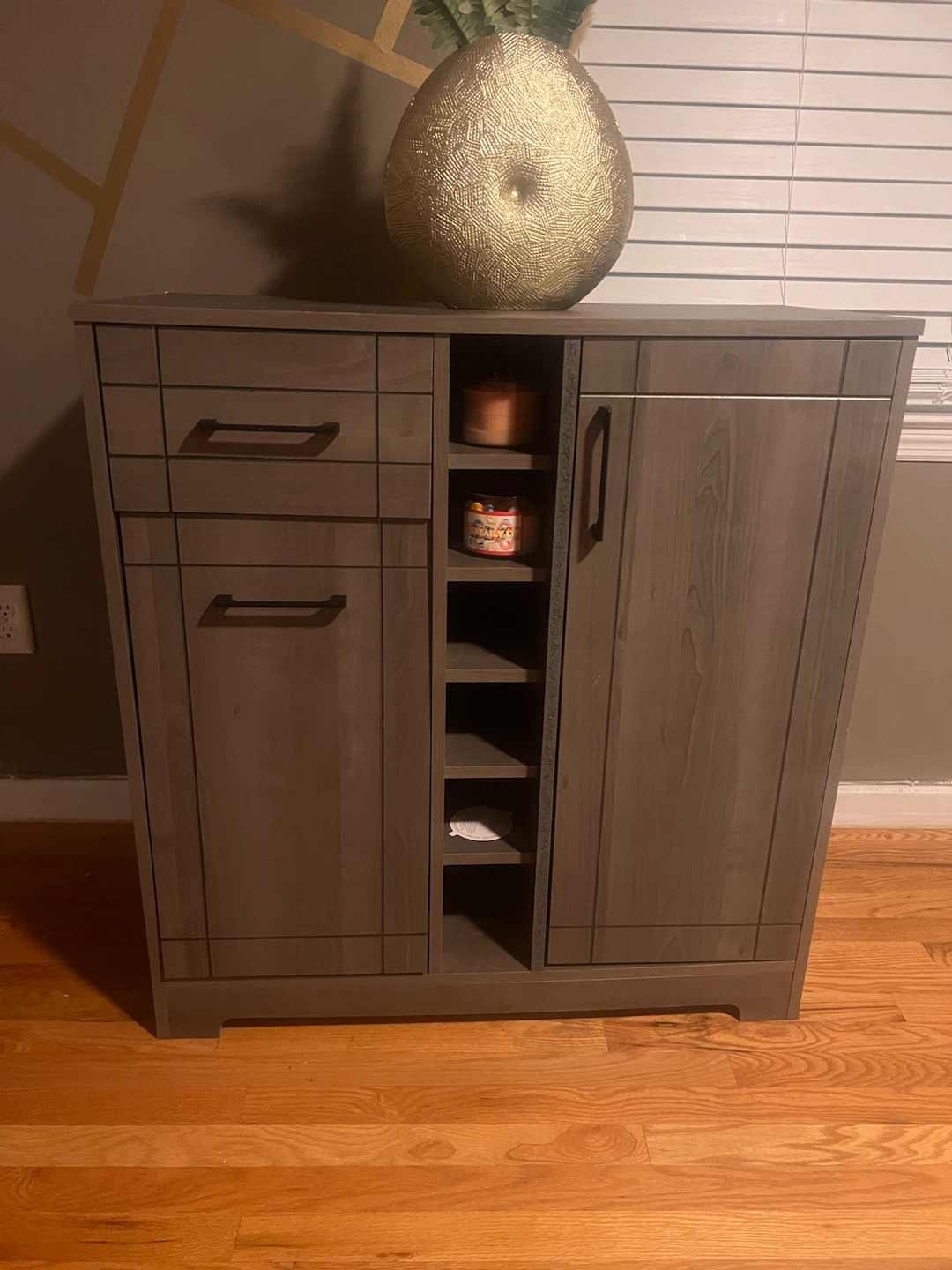 Gray Storage Cabinet with Shelves and Drawers - photo 2