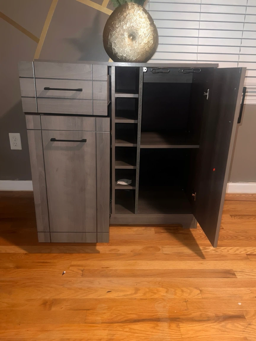 Gray Storage Cabinet with Shelves and Drawers - photo 5