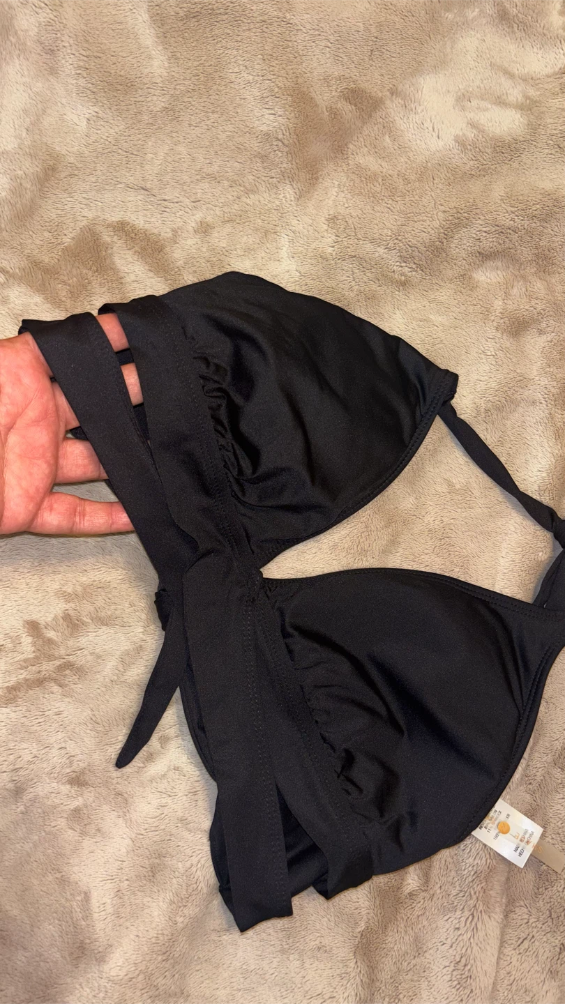 Black Wrap Bikini Top - photo 2