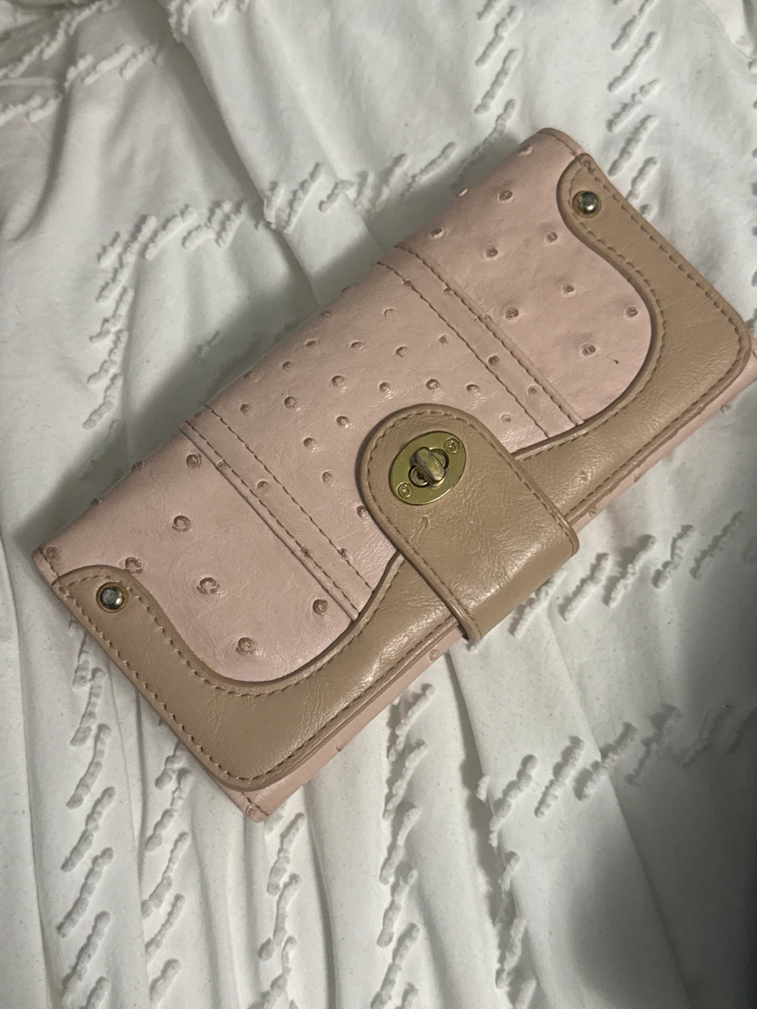 ALDO Women's Pink Ostrich Embossed Wallet