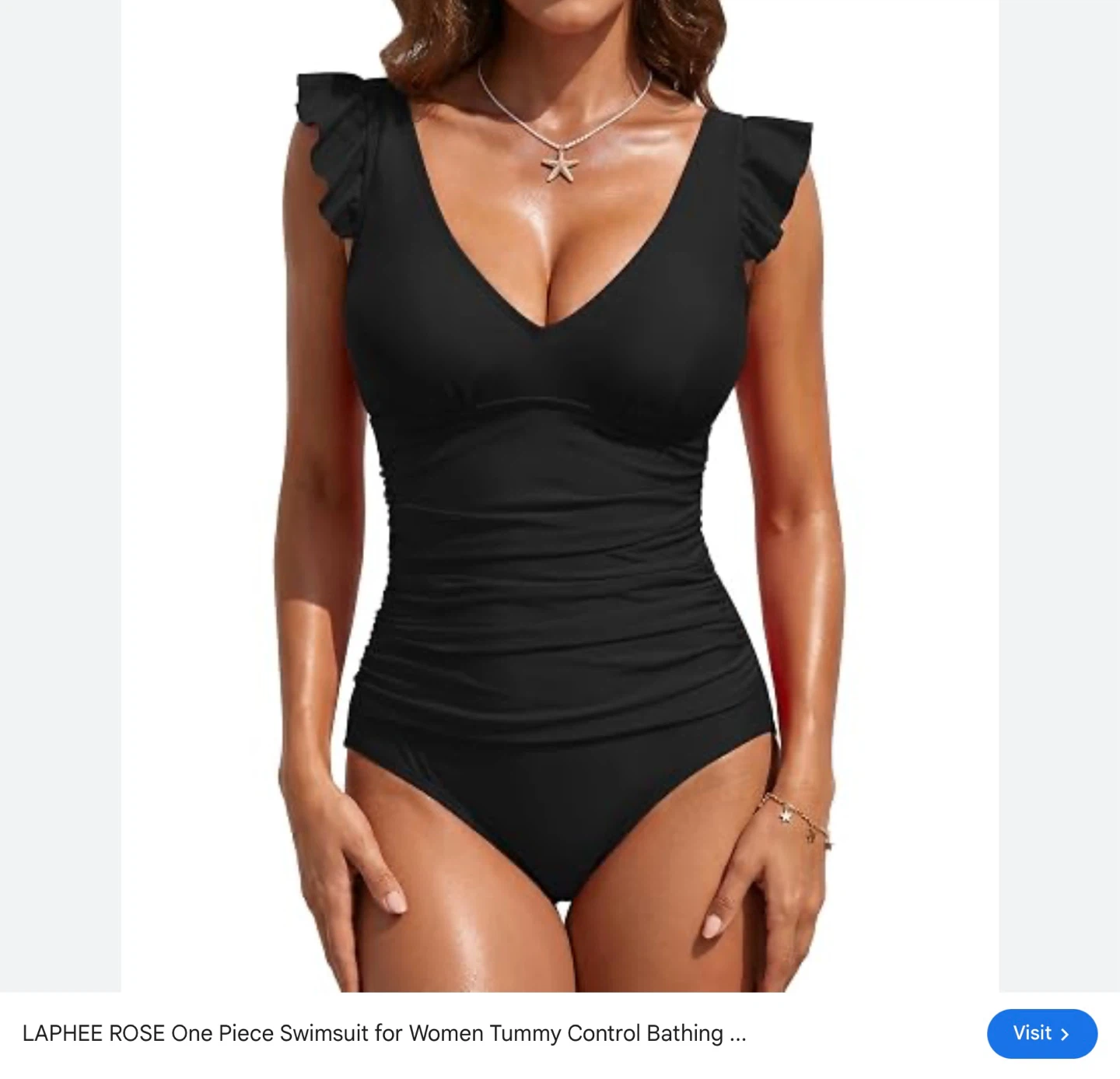 Black Swimsuit Women's Ruffle V-Neck - 8/S
