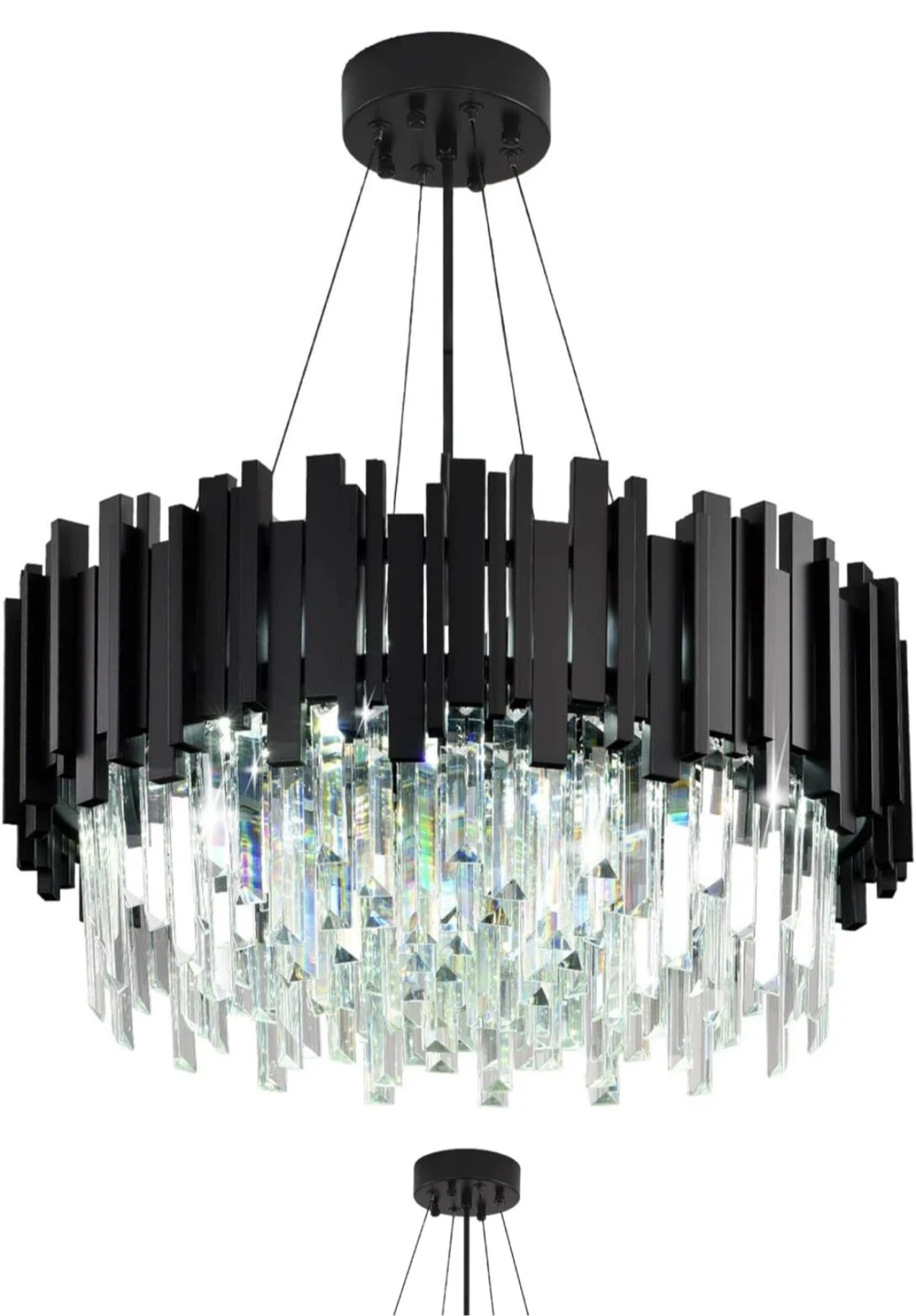 Modern Crystal Chandelier, Black, 55cm - photo 2