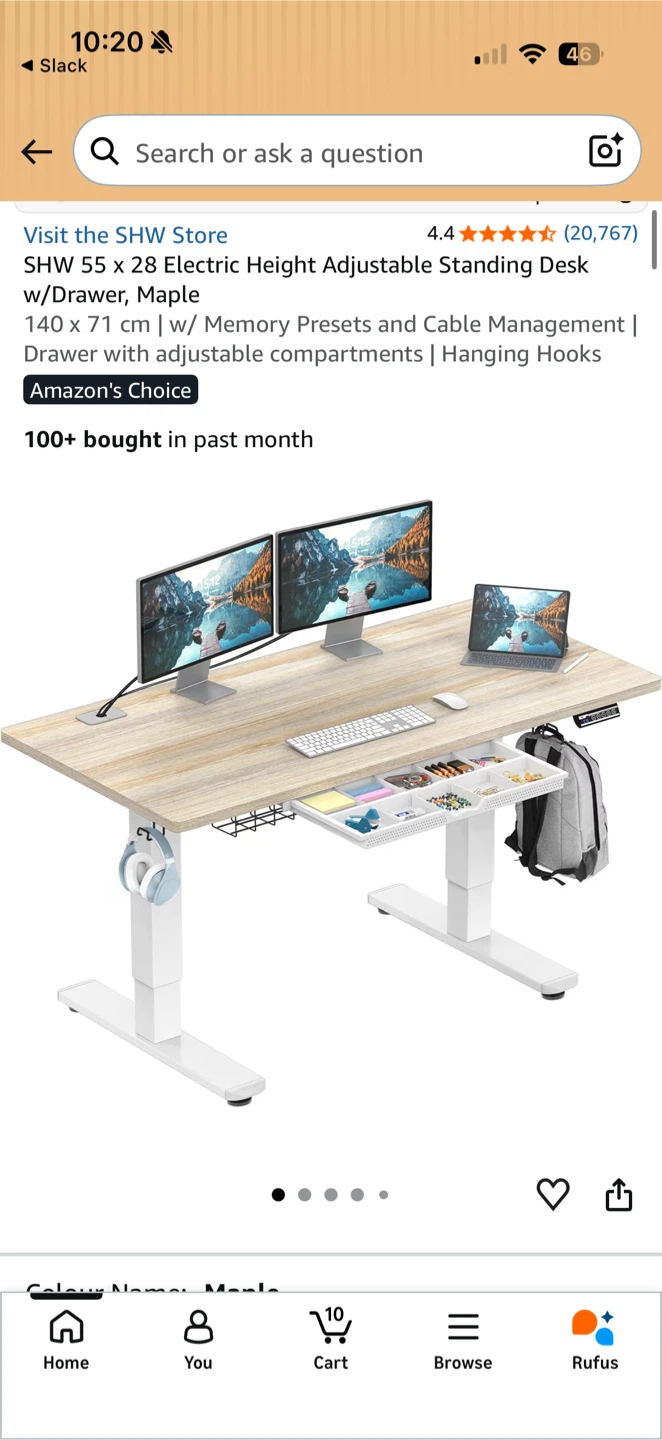 (Brand new in box) SHW 55" Standing Desk, Maple