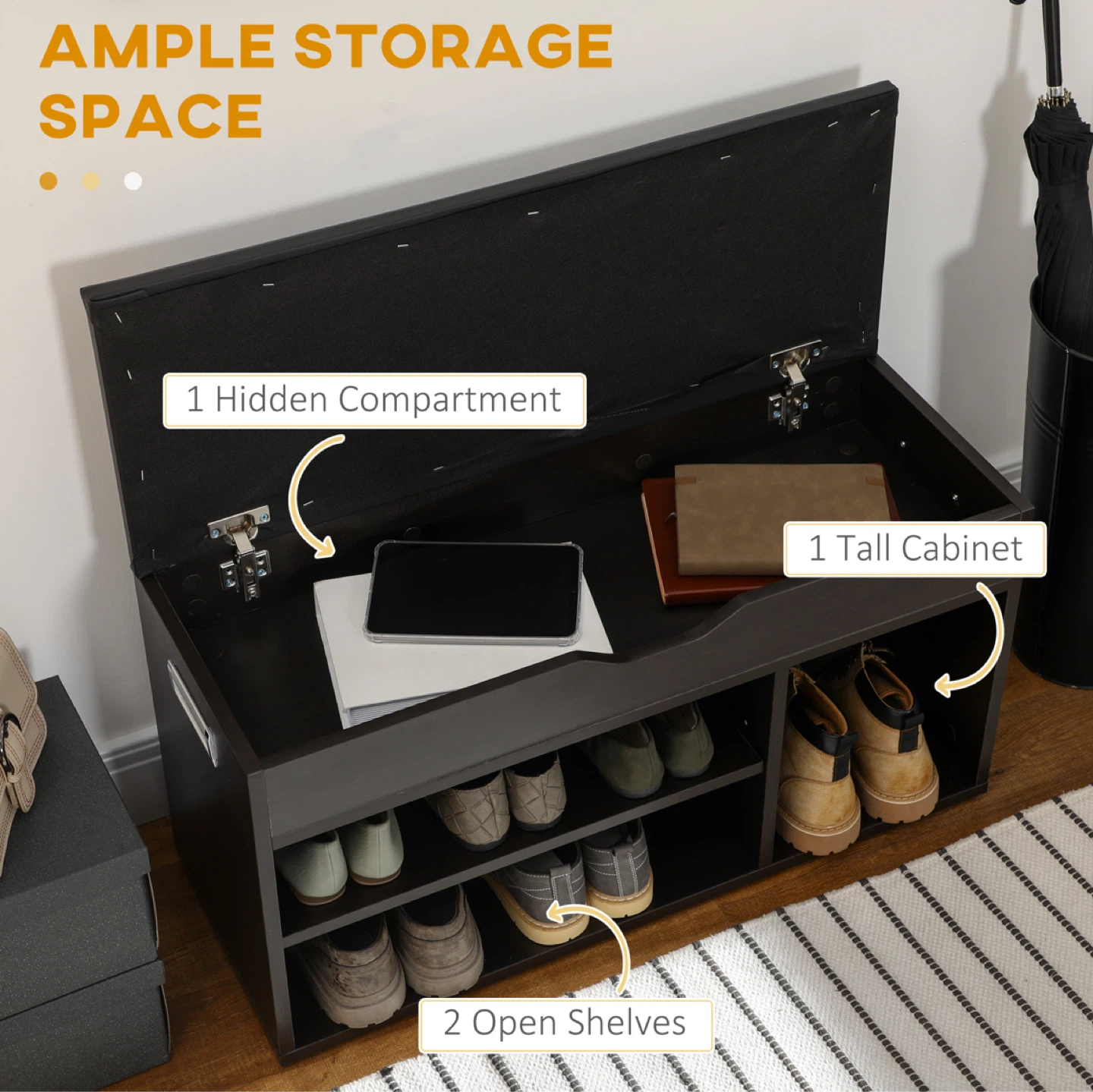 HOMCOM Shoe Storage Bench with Cushion 😍 – Like New - photo 3
