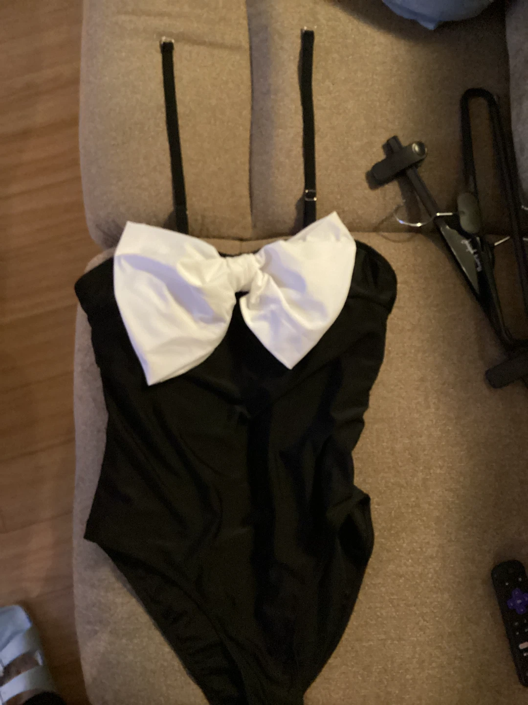 Women's Black XL Swimsuit with White Bow - photo 3