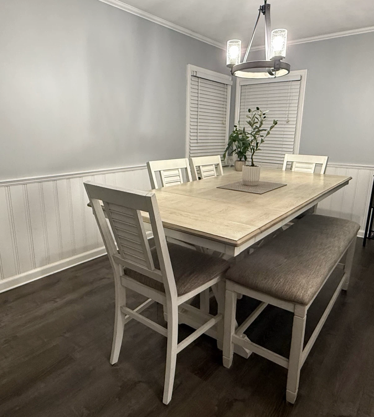 Ashley’s White and Wood Dining Set with Bench - photo 3