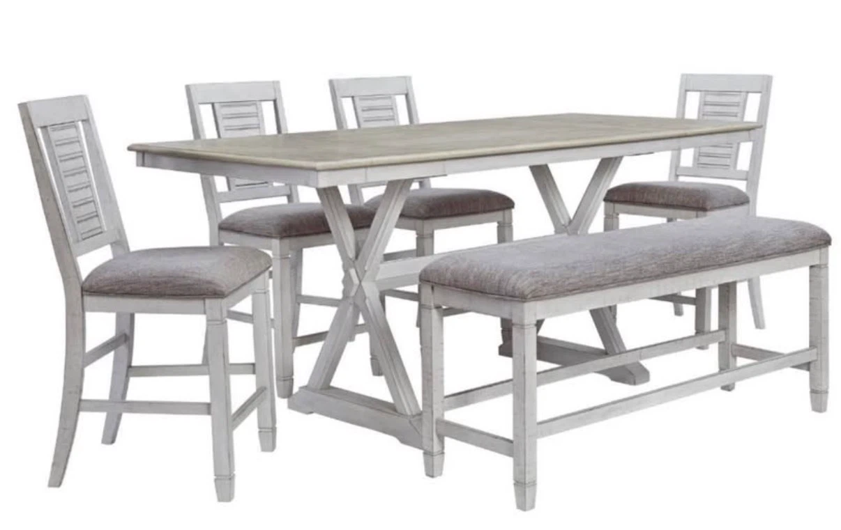Ashley’s White and Wood Dining Set with Bench - photo 5