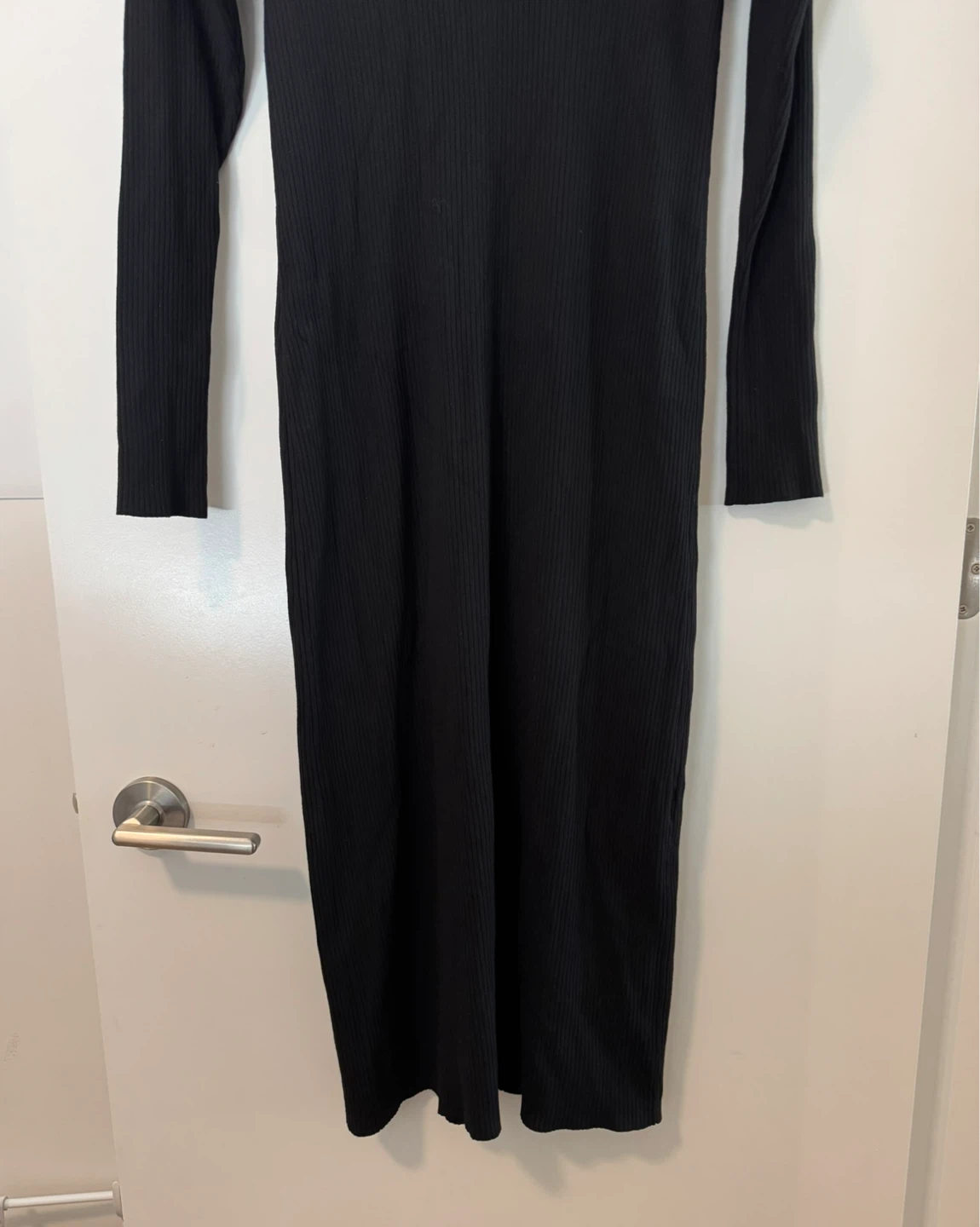 Uniqlo Black Ribbed Knit Half-Zip Midi Dress Size Small - photo 4