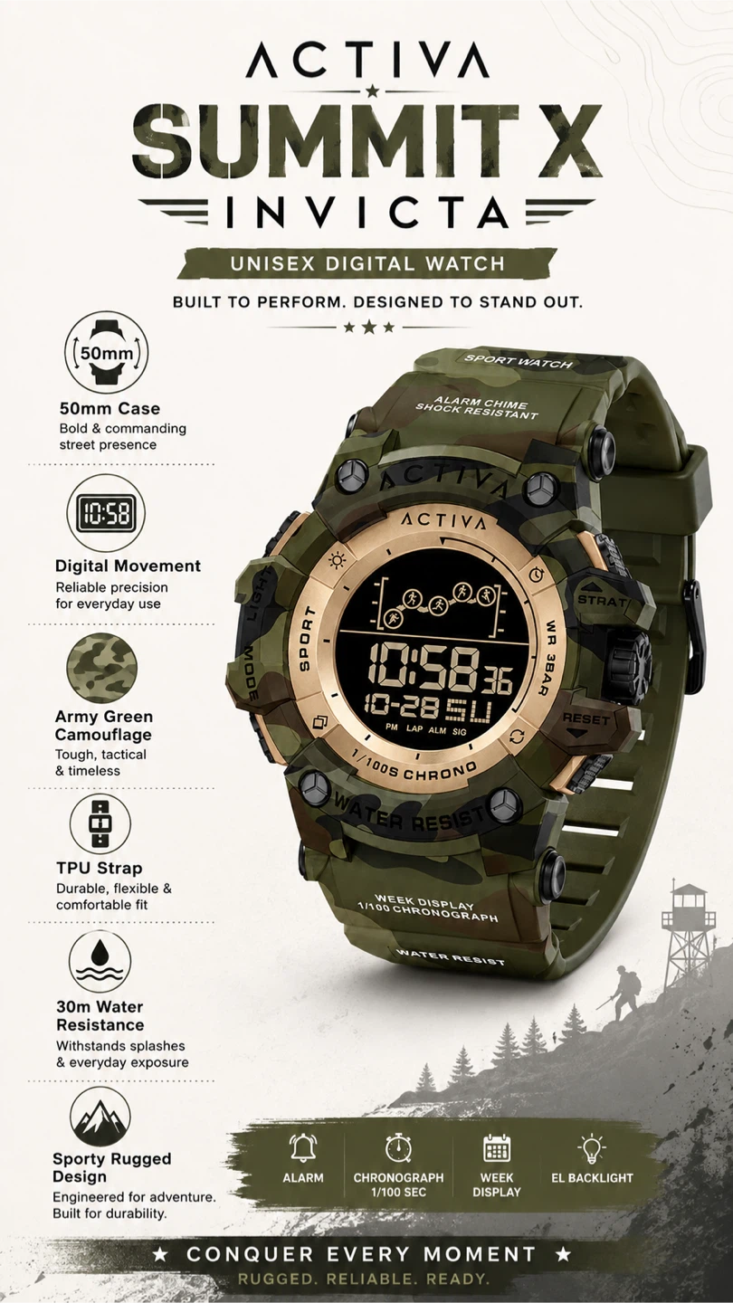 Activa X Invicta Summit 50mm Camo Digital Men’s Watch - photo 5