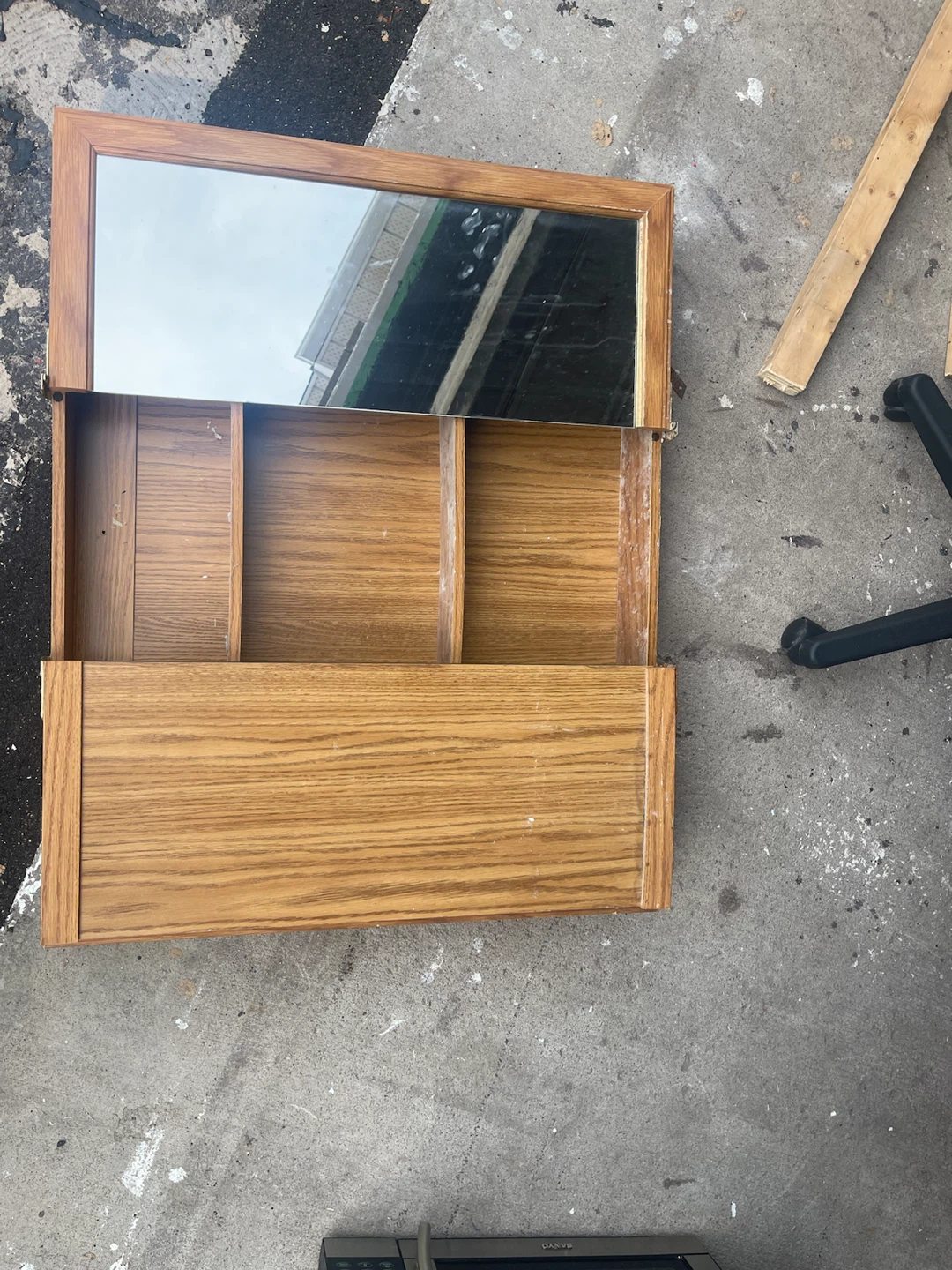 Wooden Medicine Cabinet with Mirror - photo 4